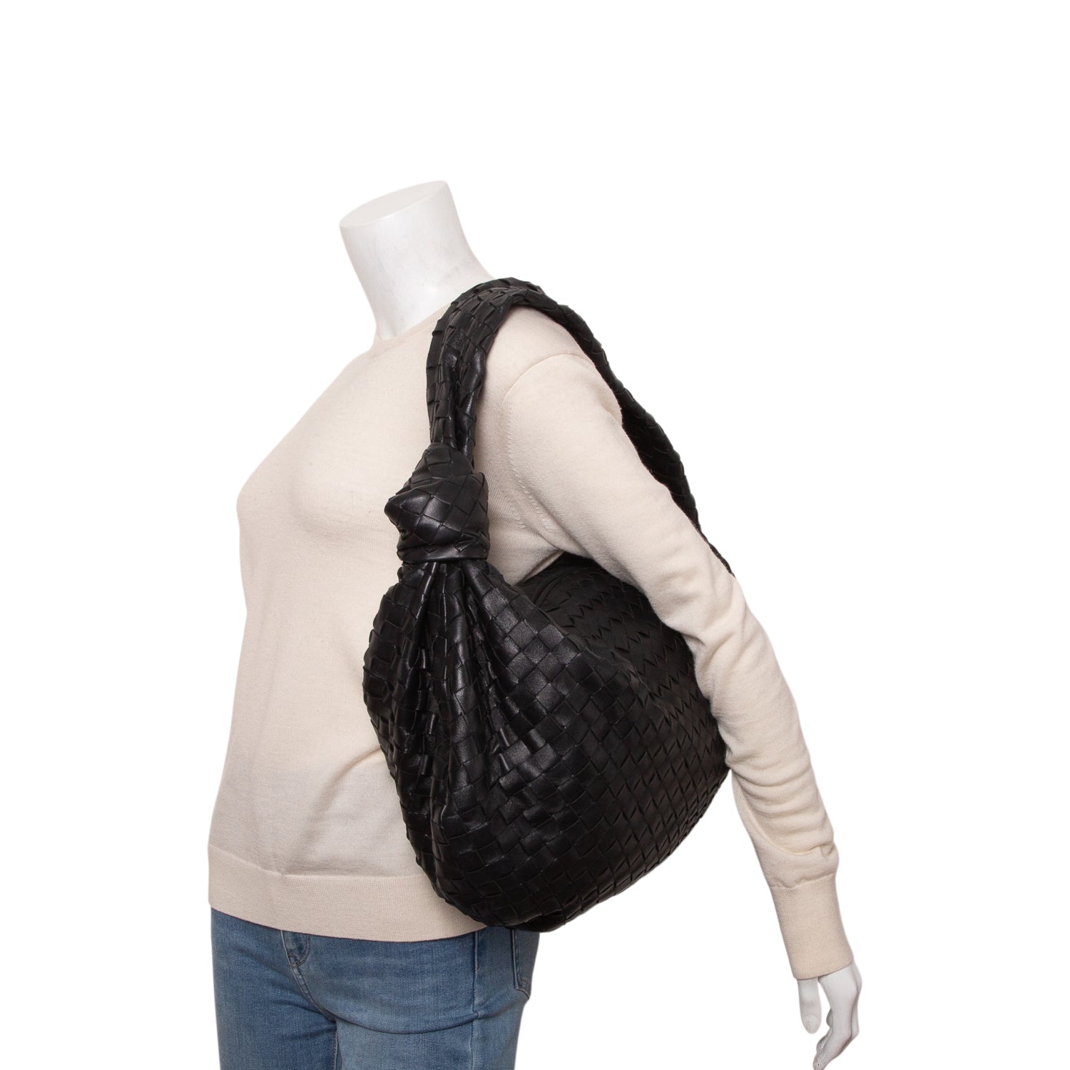 Bottega Veneta Black Intrecciato Leather Large Jodie Bag