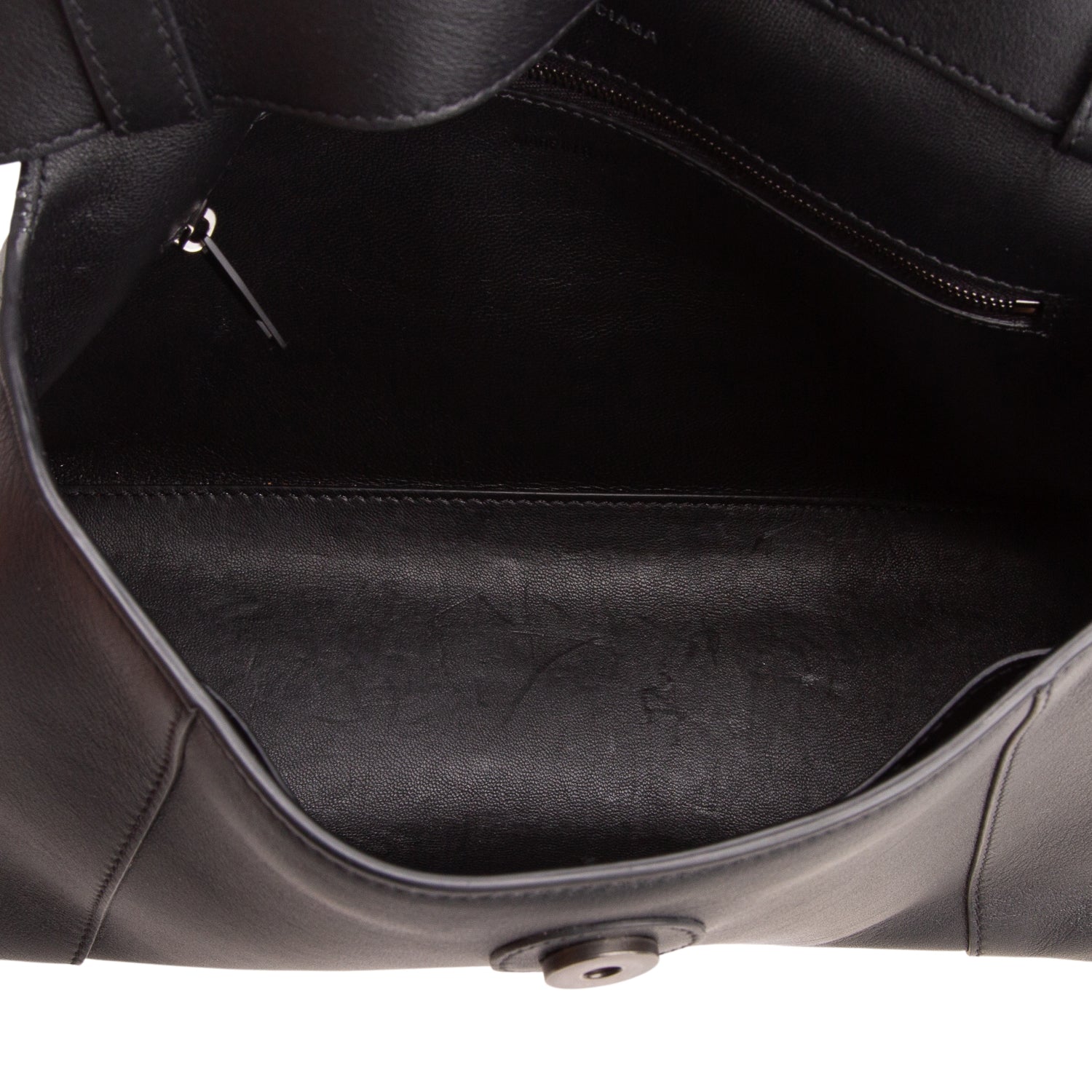 Balenciaga Black Semi Matte Soft Textured Calfskin Downtown Shoulder Bag