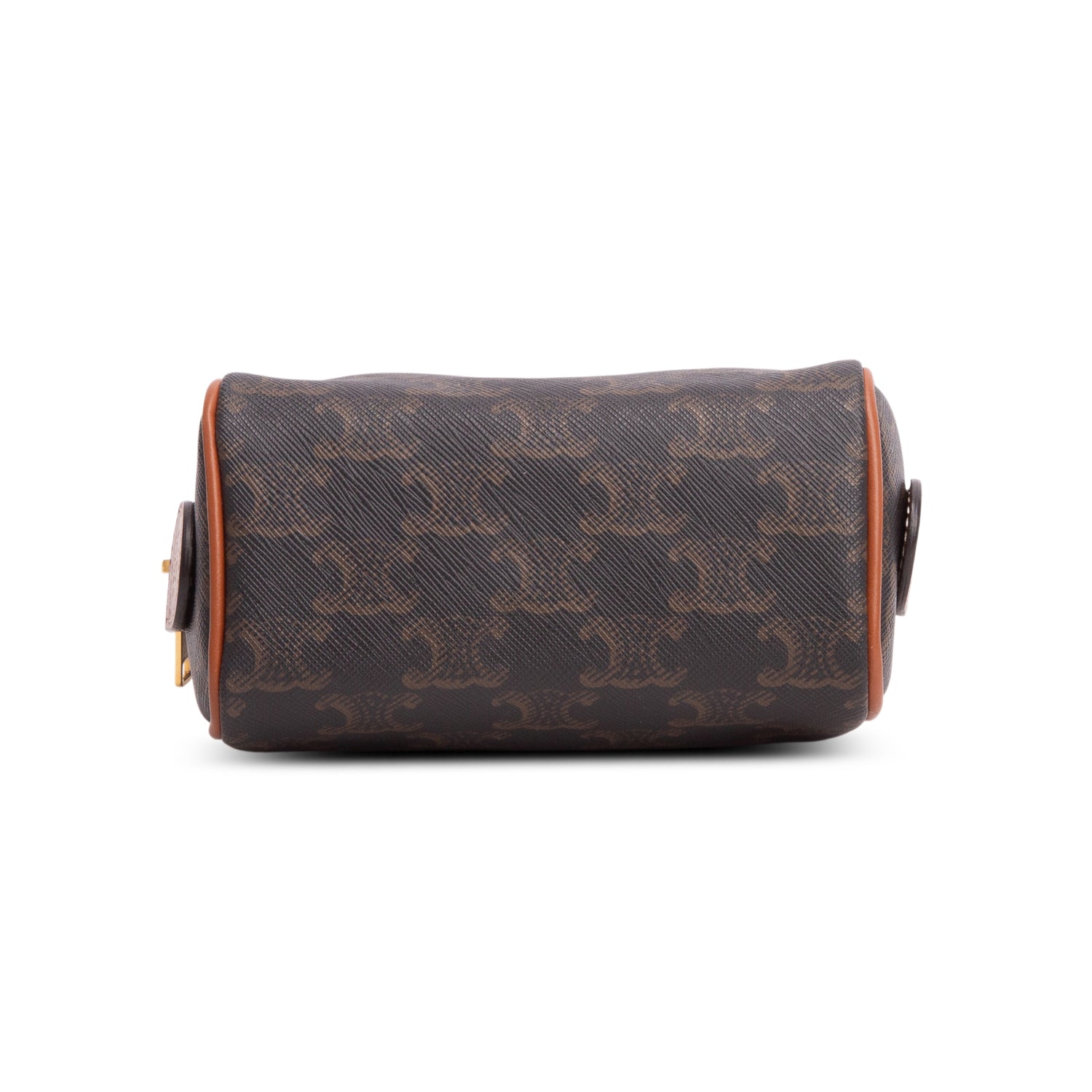 Celine 2020 Triomphe Canvas Calfskin Mini Boston Bag w/ Strap