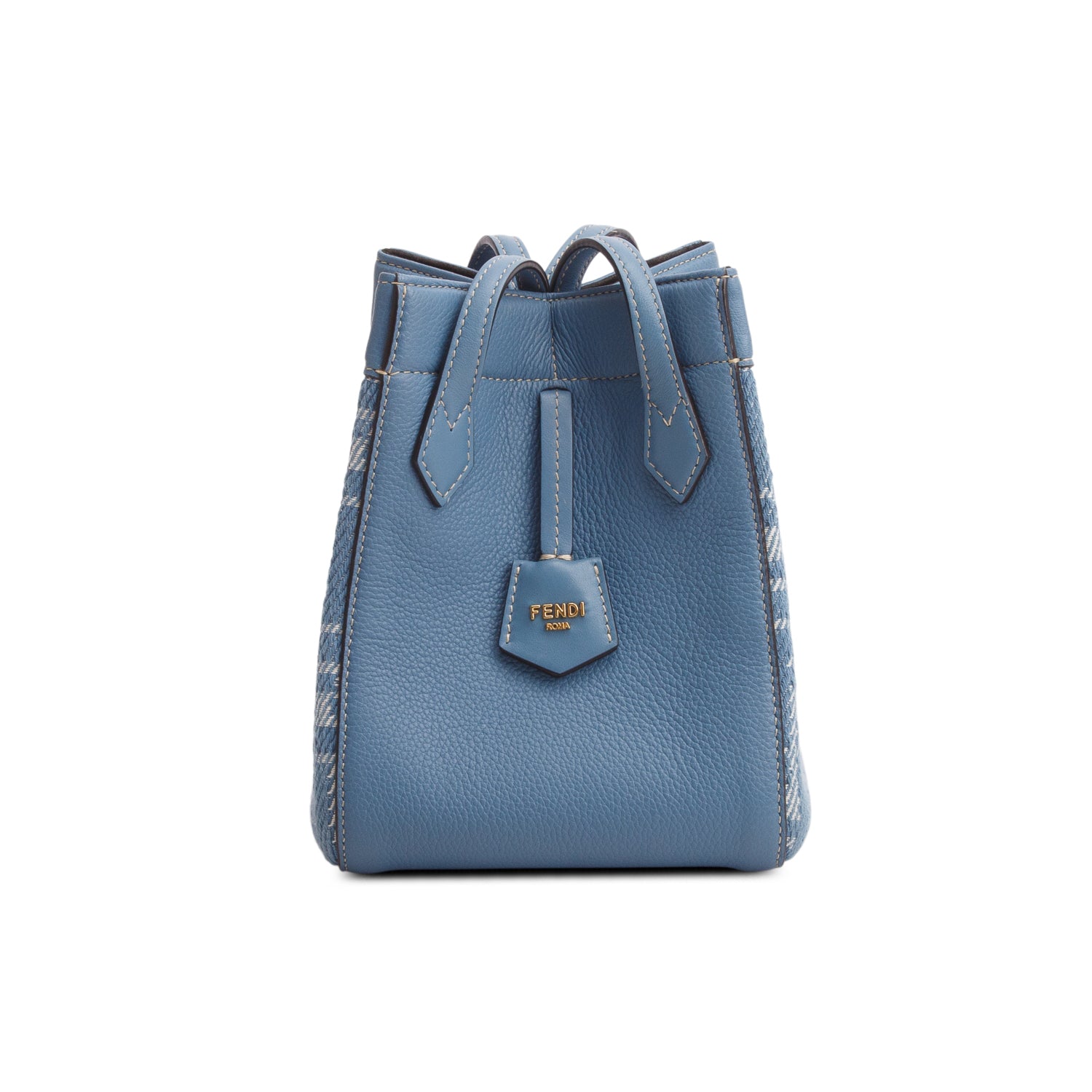 Fendi Blue Fabric Jacquard Vitello Grace FF 1974 Mini Fendi Origami