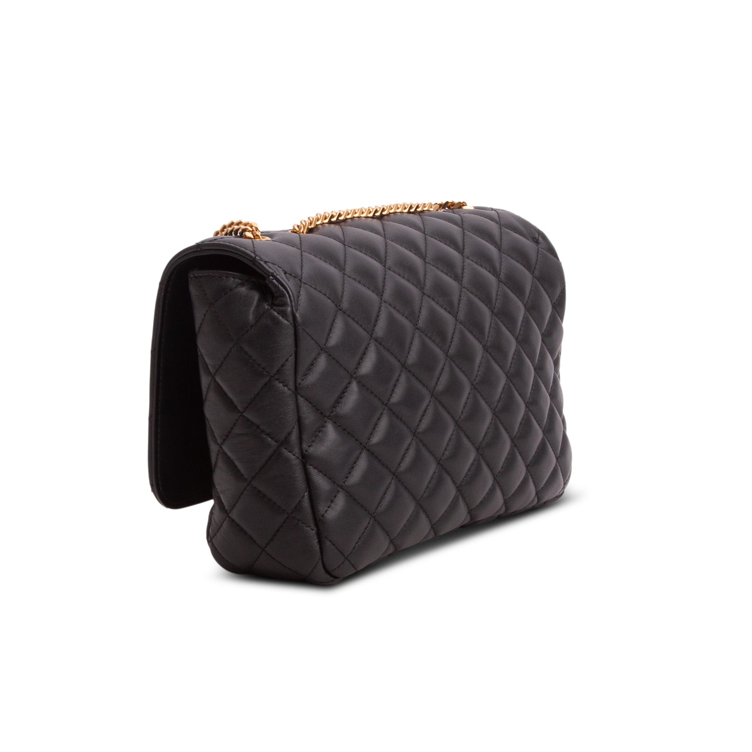 Versace Black Nappa Quilted Leather La Medusa Chain Shoulder Bag
