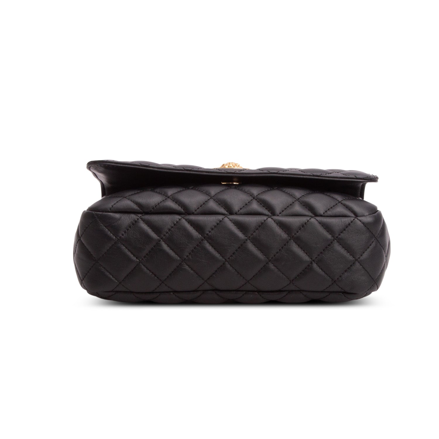 Versace Black Nappa Quilted Leather La Medusa Chain Shoulder Bag