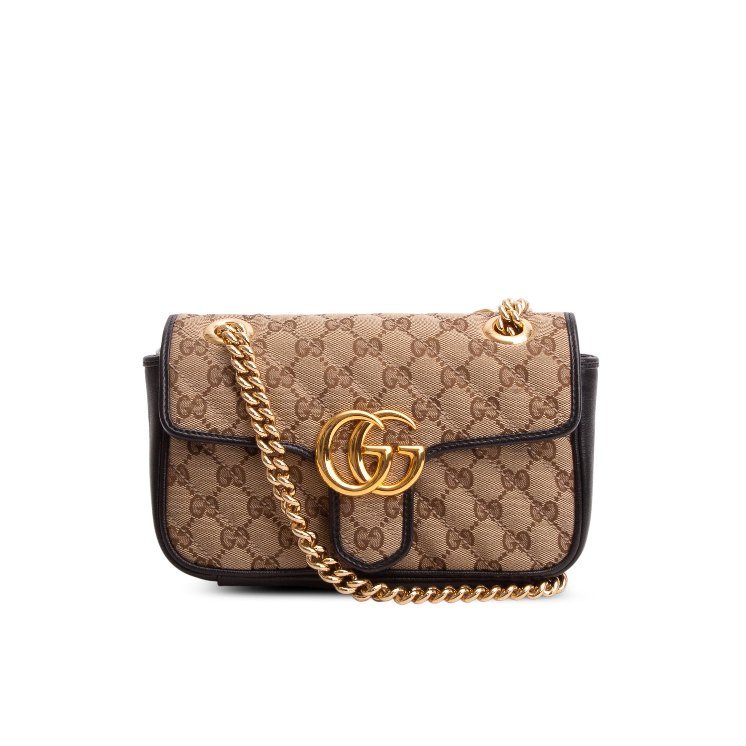 Gucci Monogram Matelasse Diagonal Small GG Marmont Shoulder Bag w/ Box