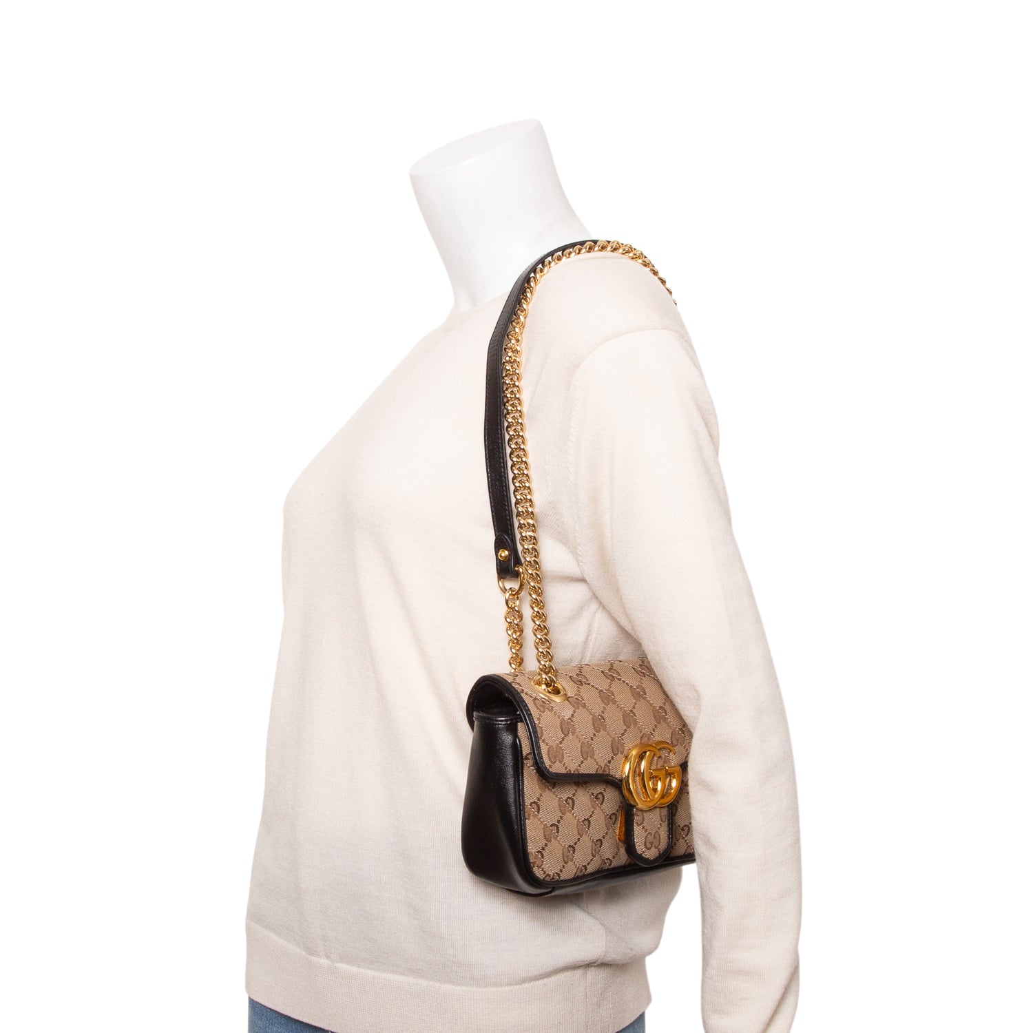 Gucci Monogram Matelasse Diagonal Small GG Marmont Shoulder Bag w/ Box