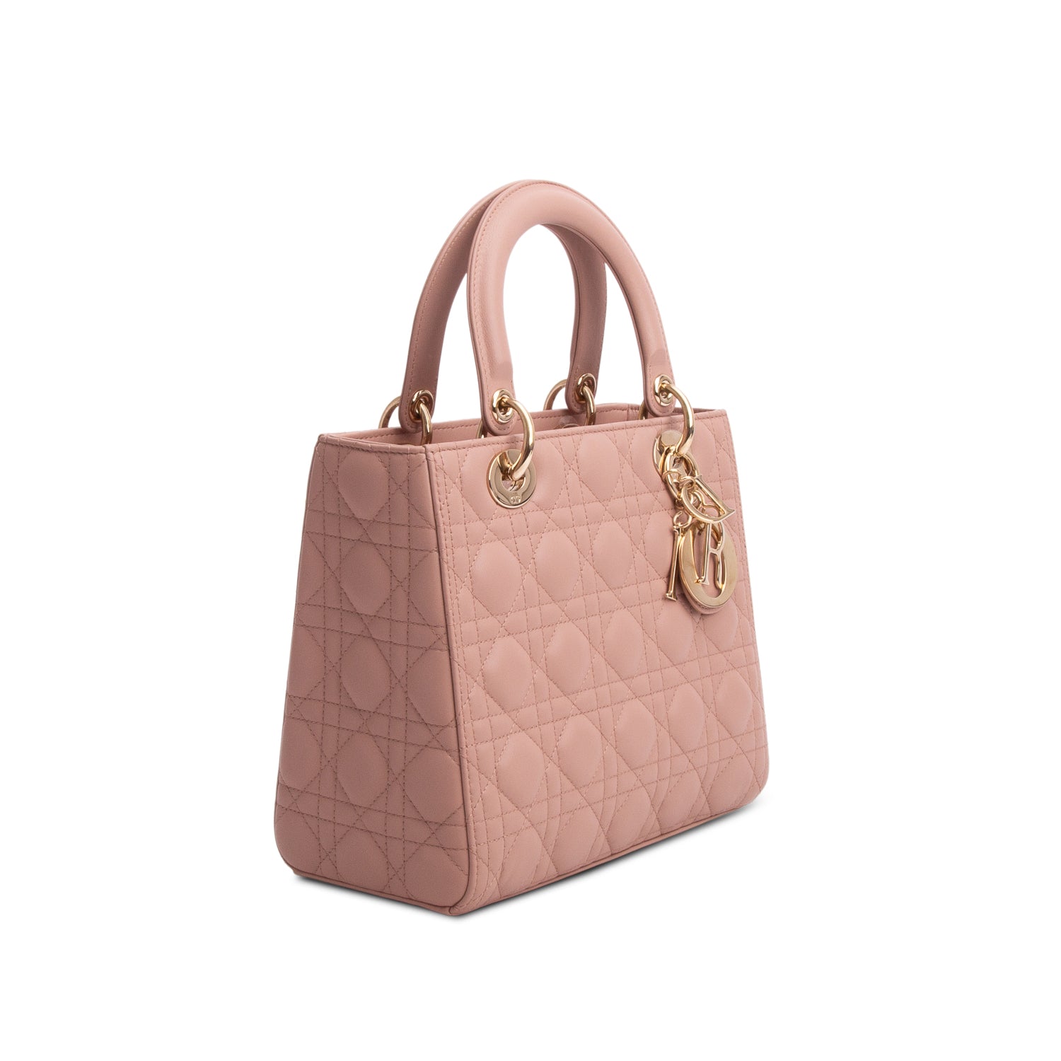 Christian Dior 2021 Pink Cannage Lambskin Leather Medium Lady Dior Bag w/ Box, Strap & Authenticity Card