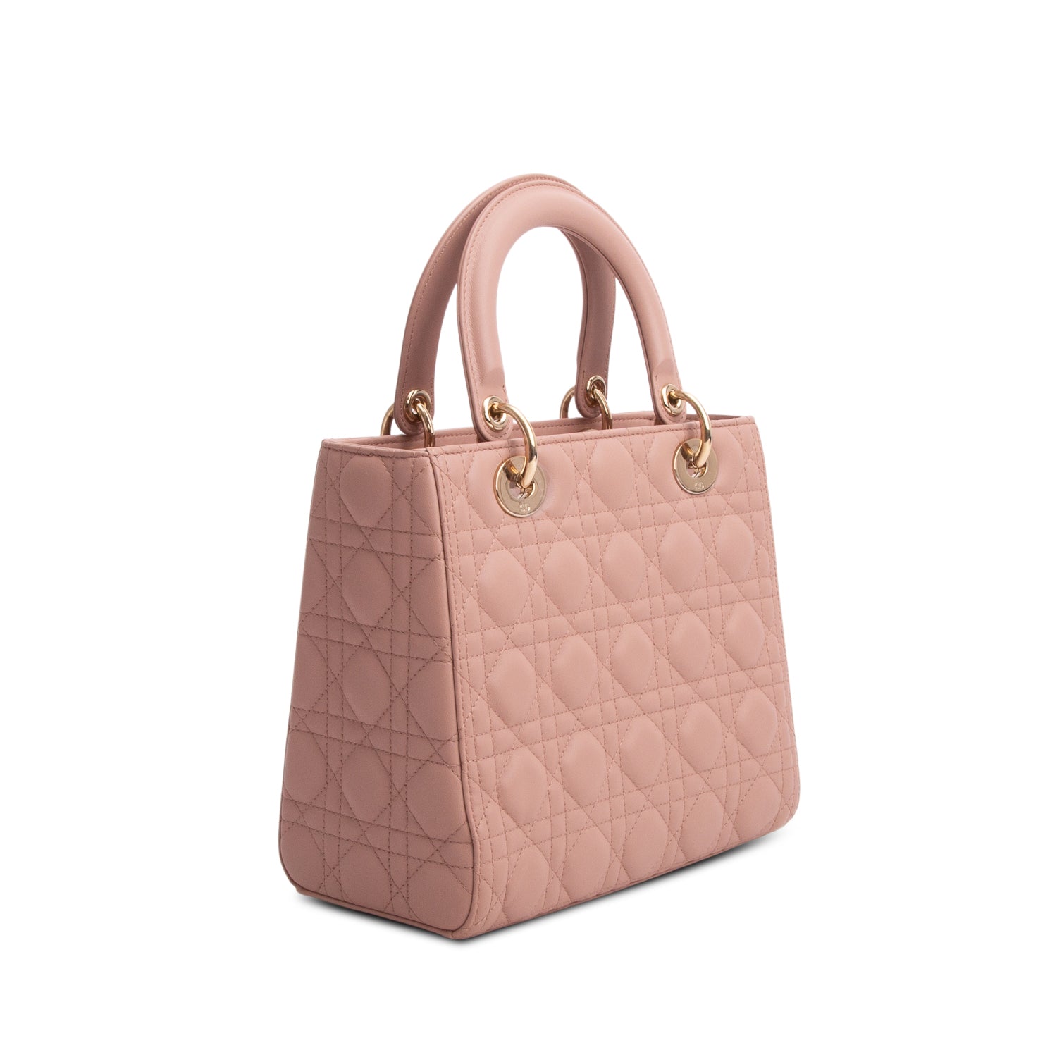 Christian Dior 2021 Pink Cannage Lambskin Leather Medium Lady Dior Bag w/ Box, Strap & Authenticity Card