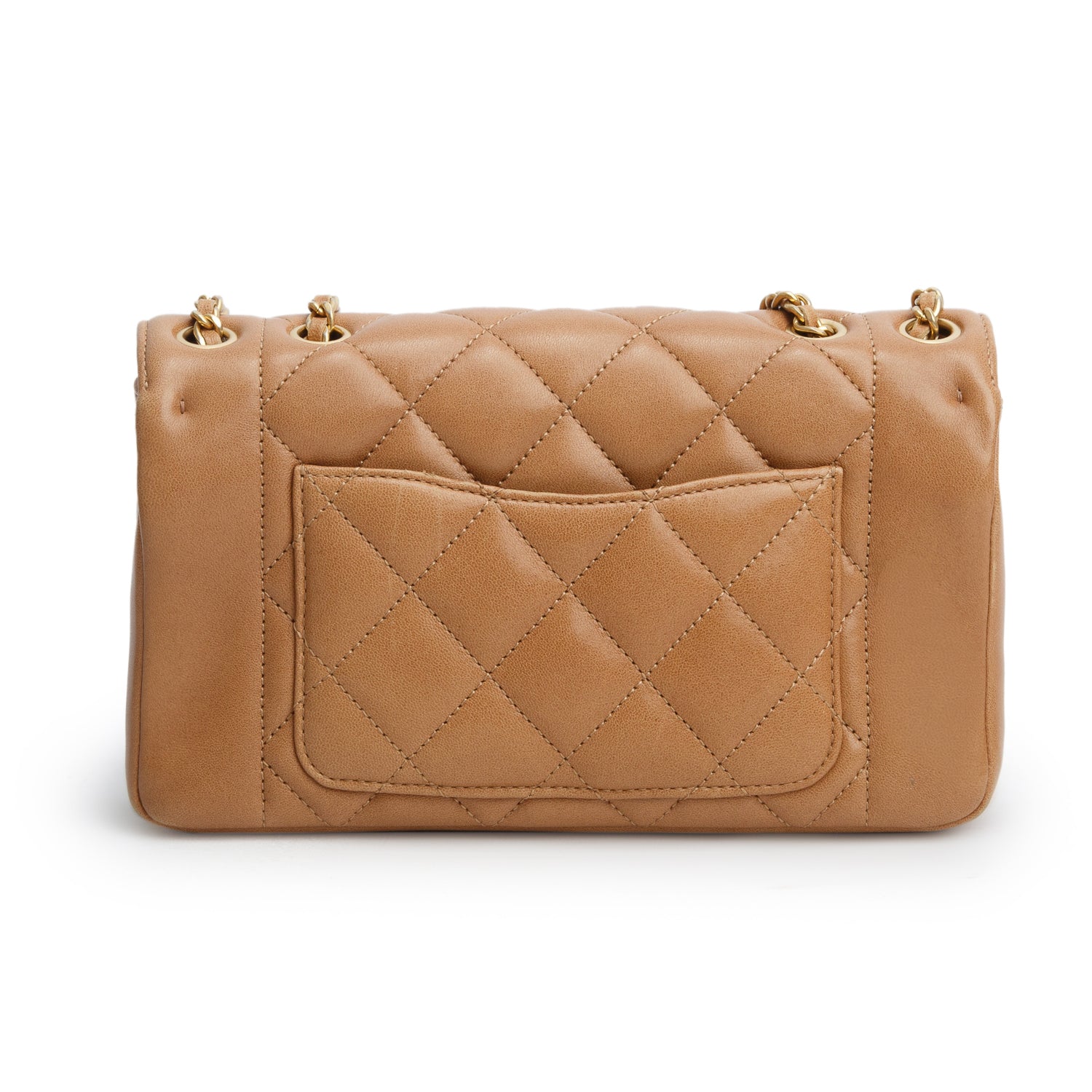 Chanel Brown Lambskin Quilted Small Diana Re-Issue Double Flap w/ Authenticity Card