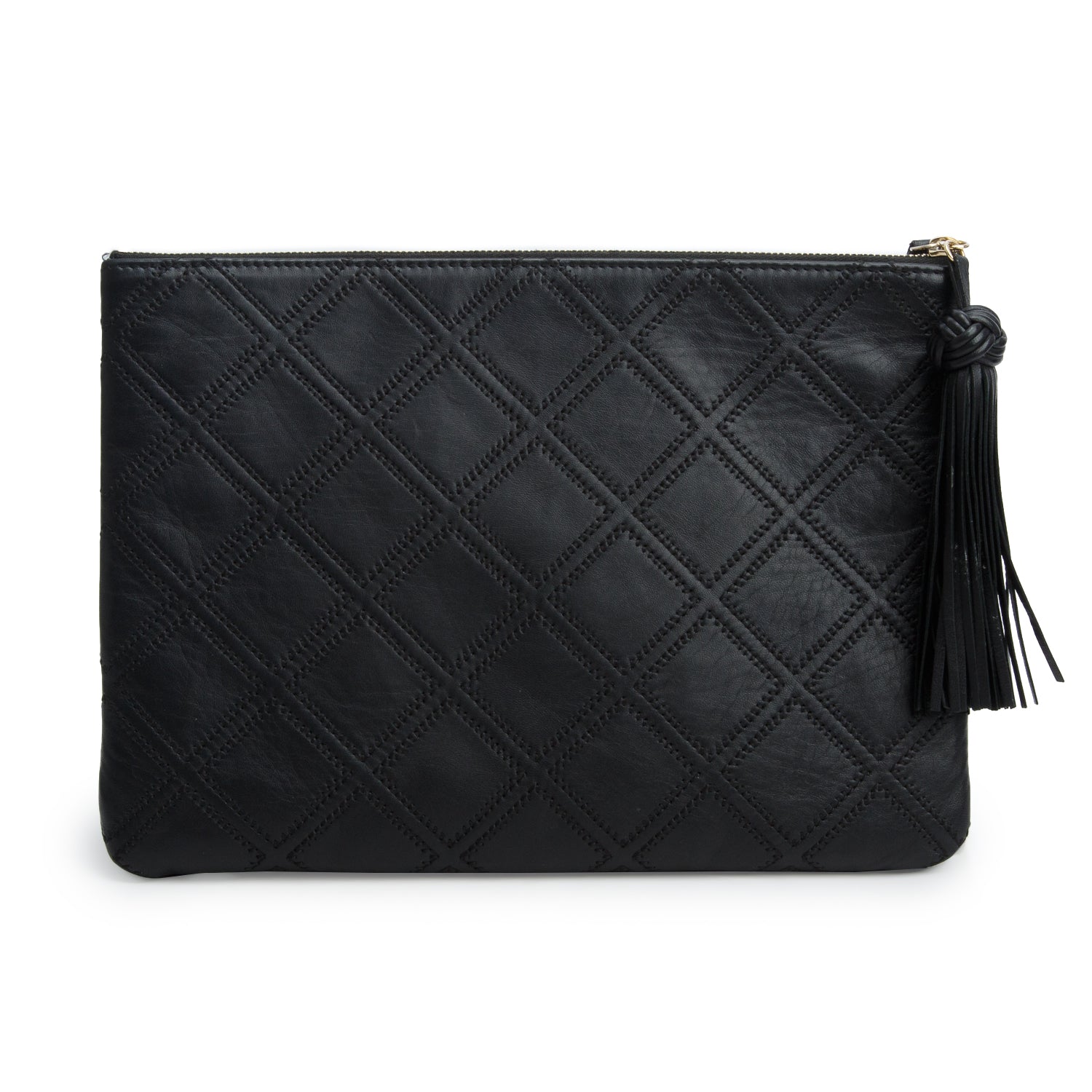 Chanel Black Lambskin Quilted Double Stich O-Case w/ Box & Authenticity Card