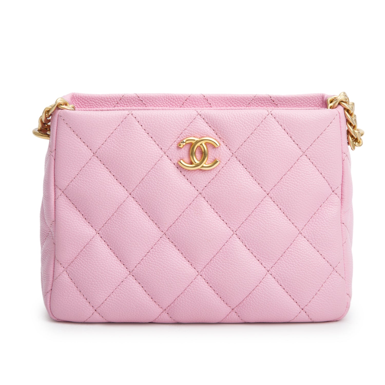 Chanel Pink Caviar Quilted Mini Pearl Crush Hobo w/ Box