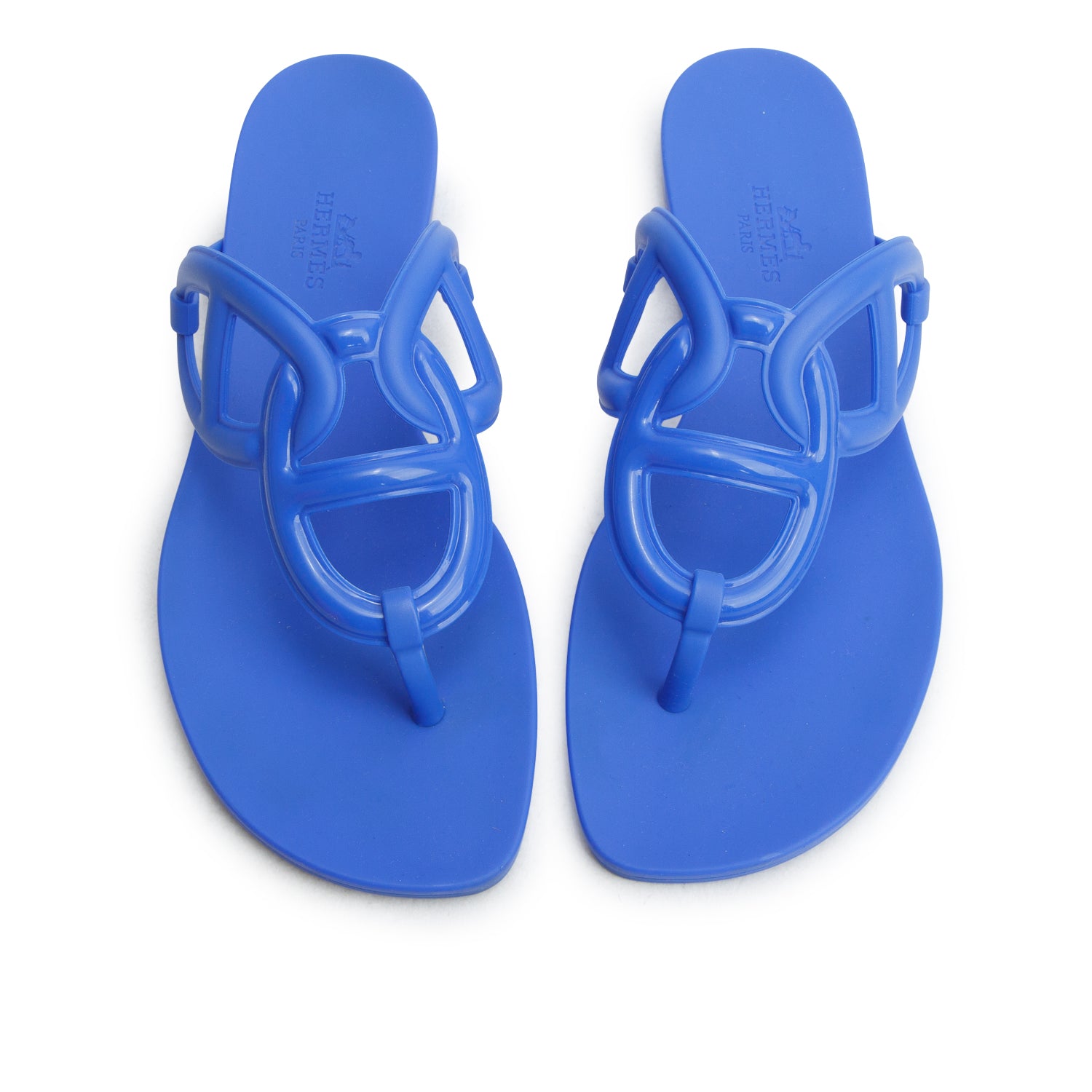 Hermes Royal Blue Rubber Egerie Sandals, Women's Size 36 w/ Box