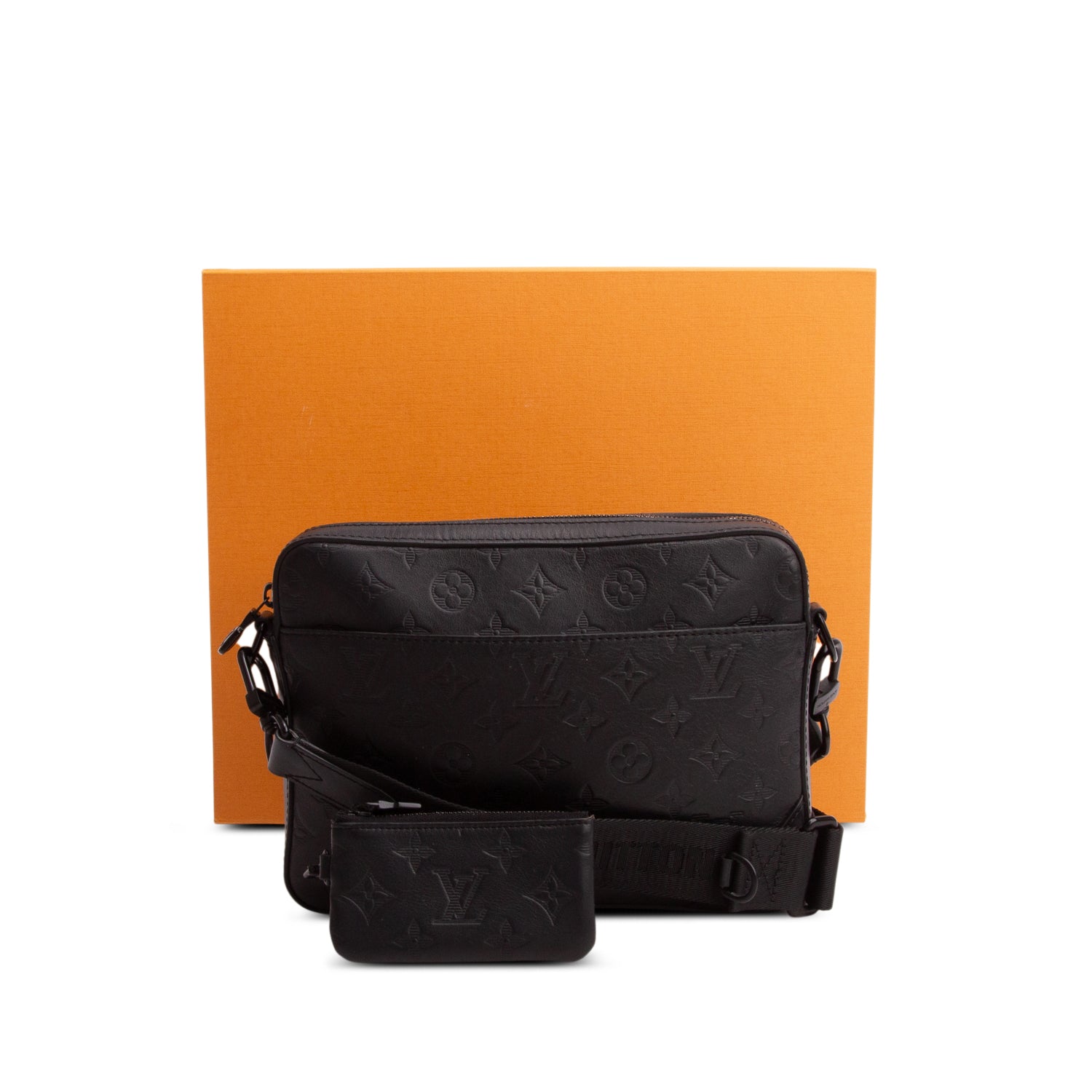 Louis Vuitton 2022 Black Calfskin Monogram Shadow Due Messenger Bag w/ Box & Receipt