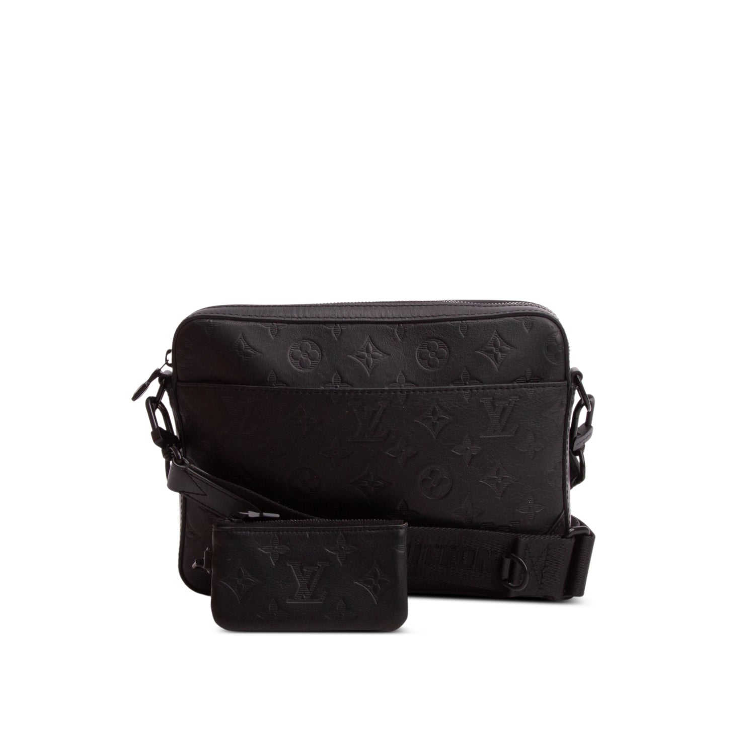 Louis Vuitton 2022 Black Calfskin Monogram Shadow Due Messenger Bag w/ Box & Receipt