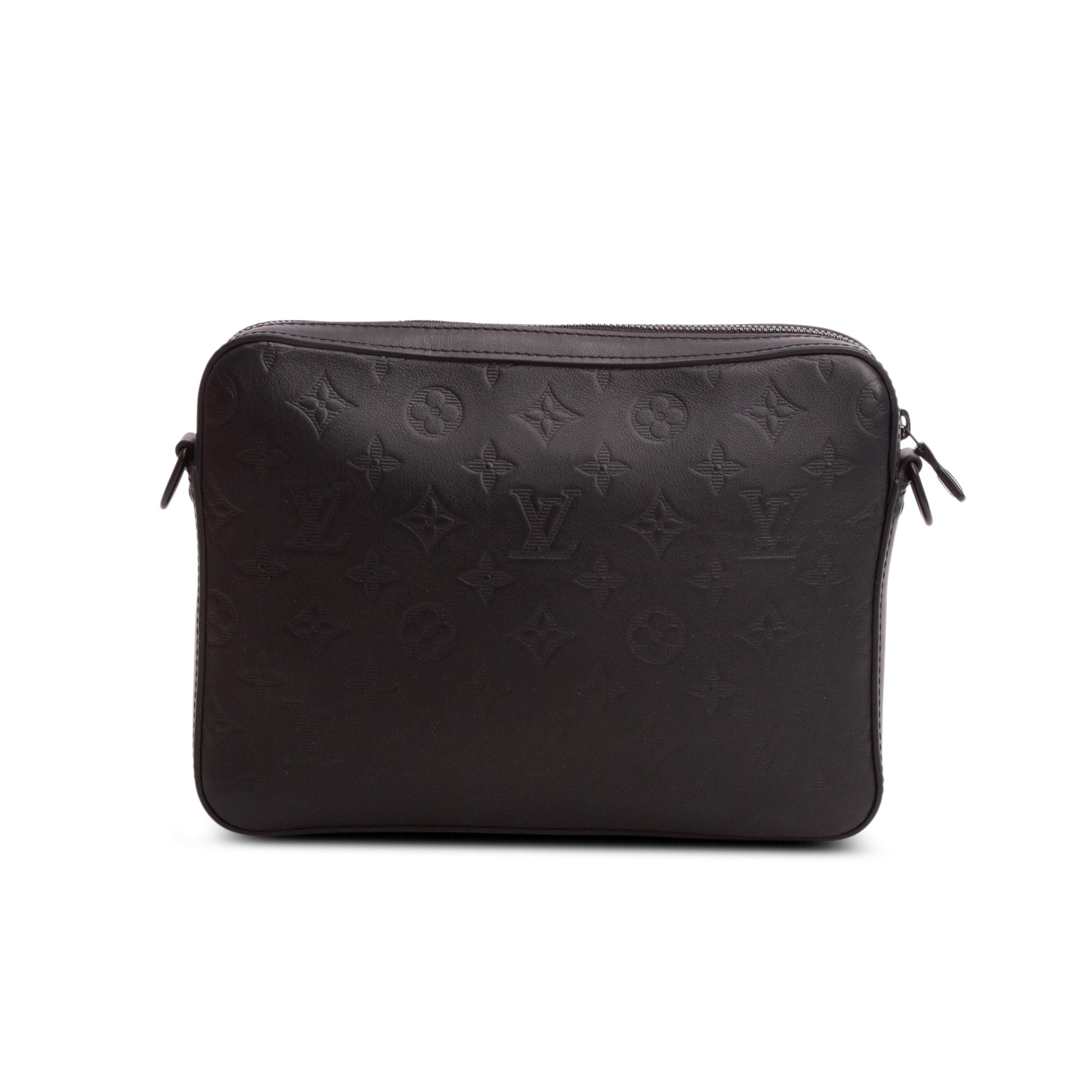 Louis Vuitton 2022 Black Calfskin Monogram Shadow Due Messenger Bag w/ Box & Receipt