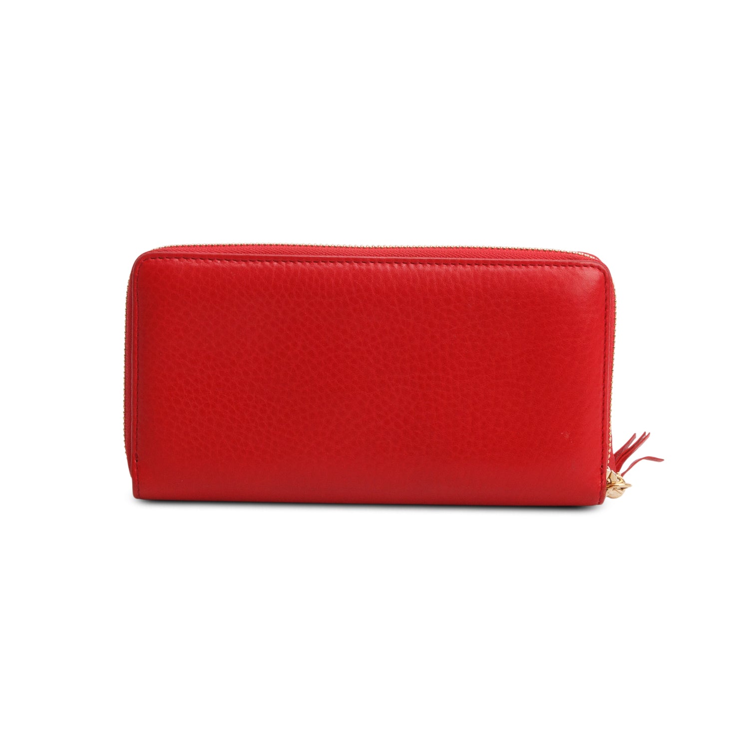 Gucci Red Pebbled Calfskin Soho Zip Around Wallet w/ Box