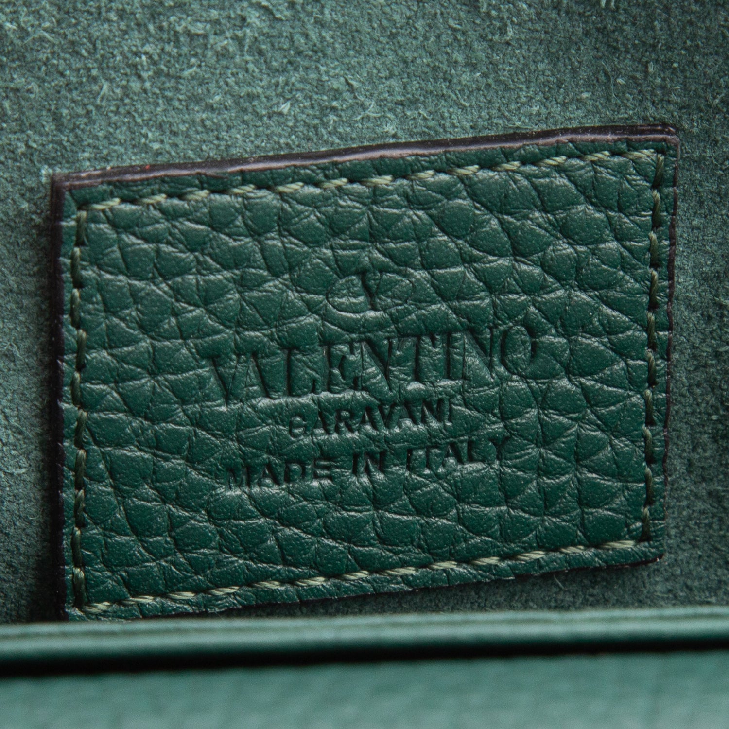 Valentino Green Vitello Rockstud Enveloppe Wallet on Chain w/ Box