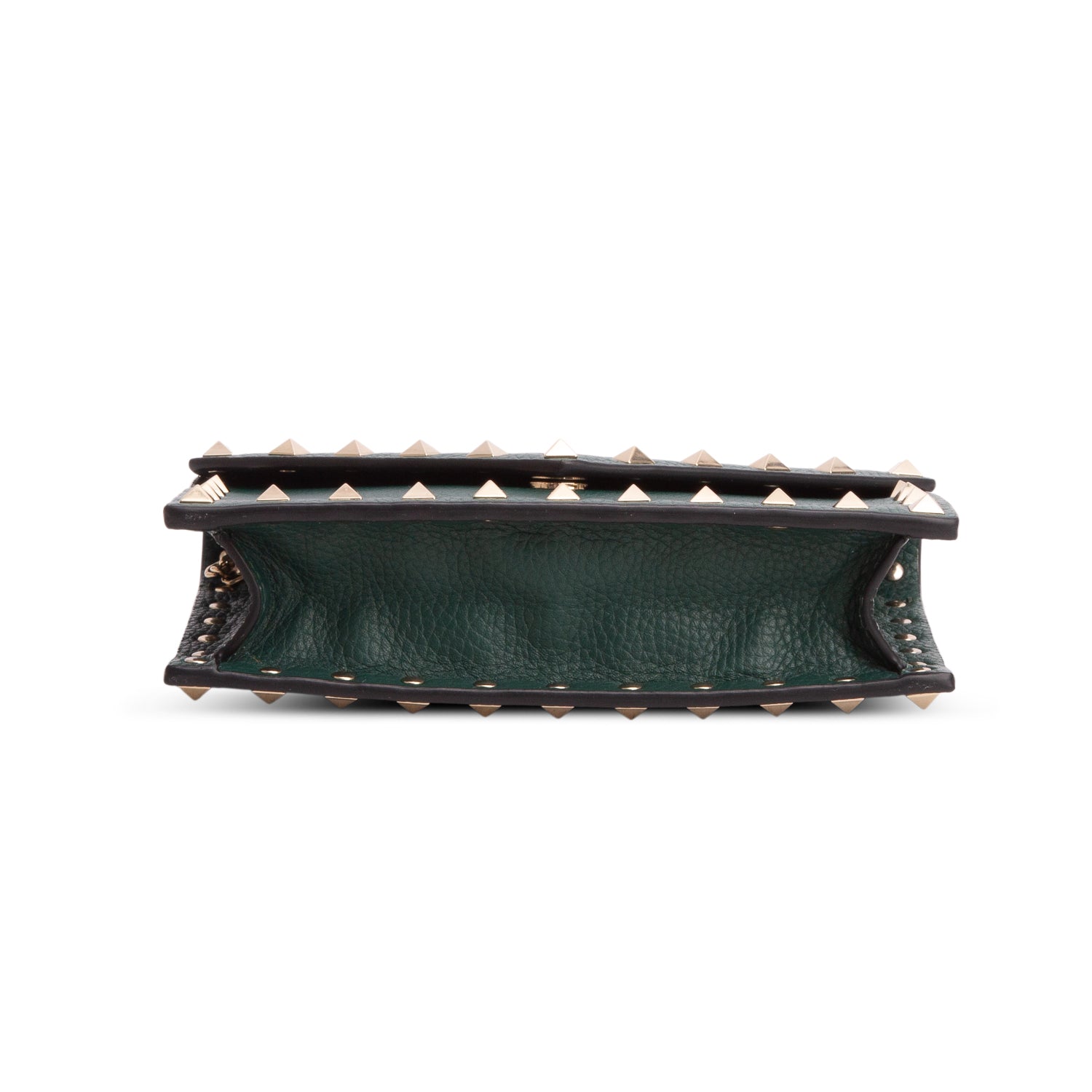 Valentino Green Vitello Rockstud Enveloppe Wallet on Chain w/ Box