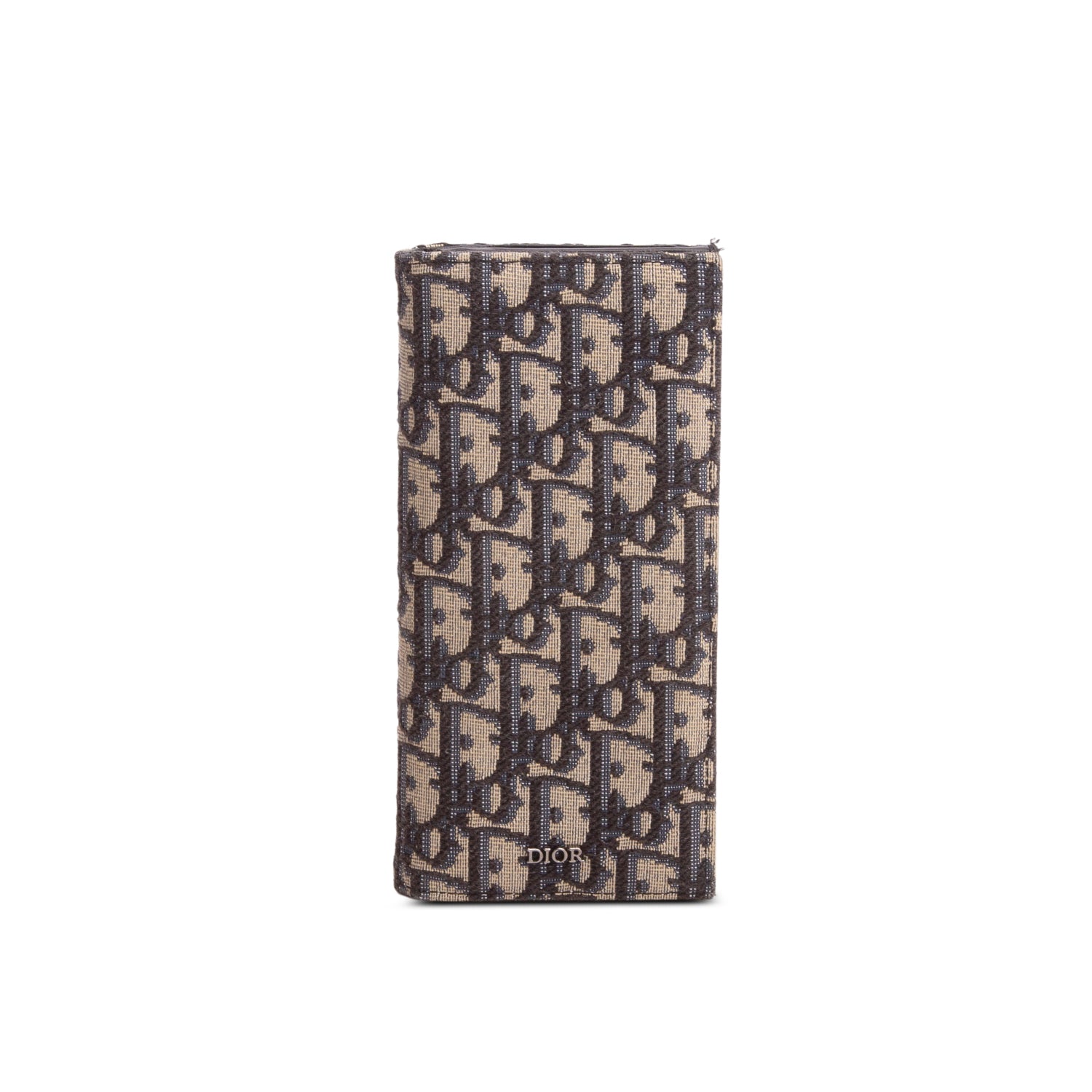 Christian Dior 2022 Blue Oblique Jacquard Long Bifold Wallet w/ Box