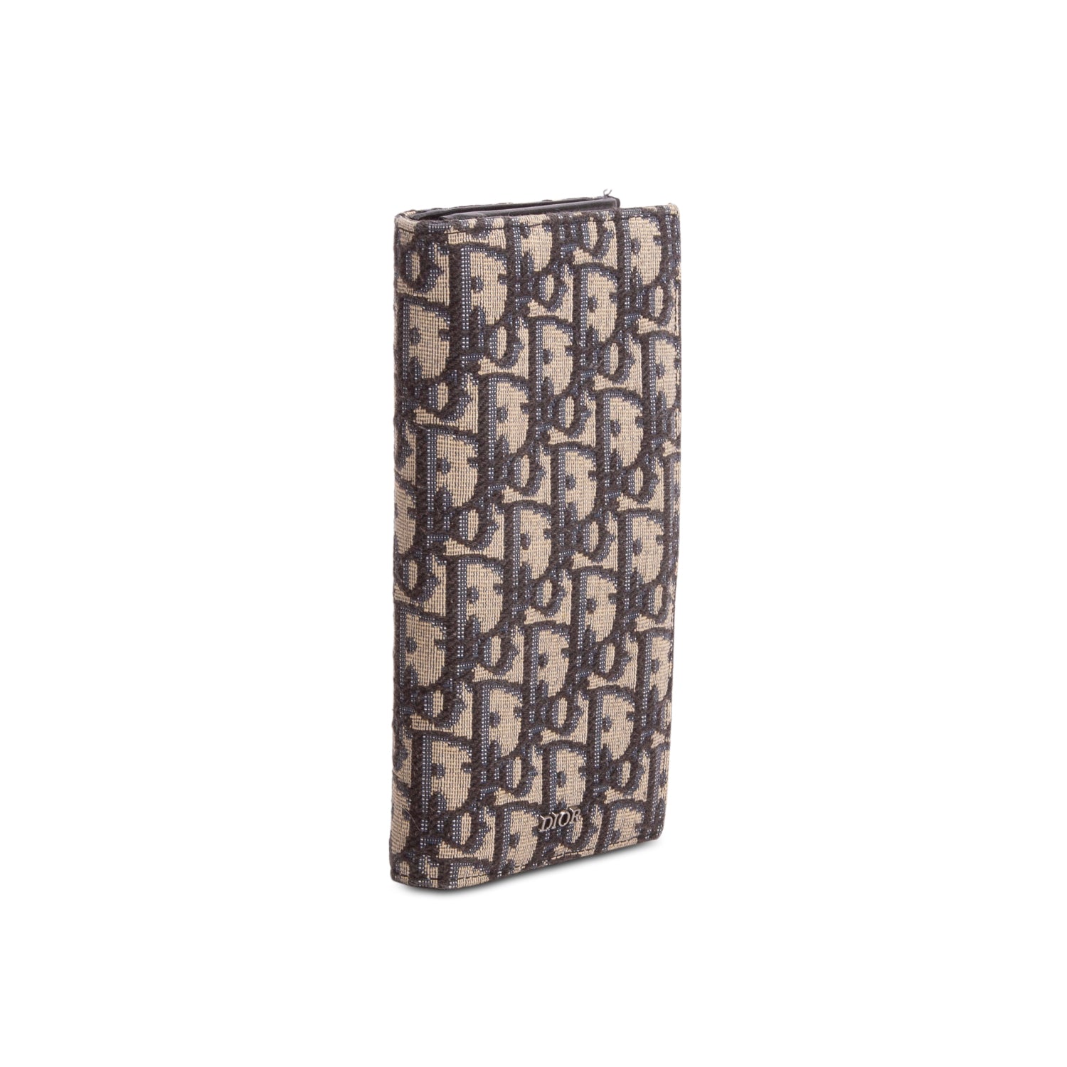 Christian Dior 2022 Blue Oblique Jacquard Long Bifold Wallet w/ Box