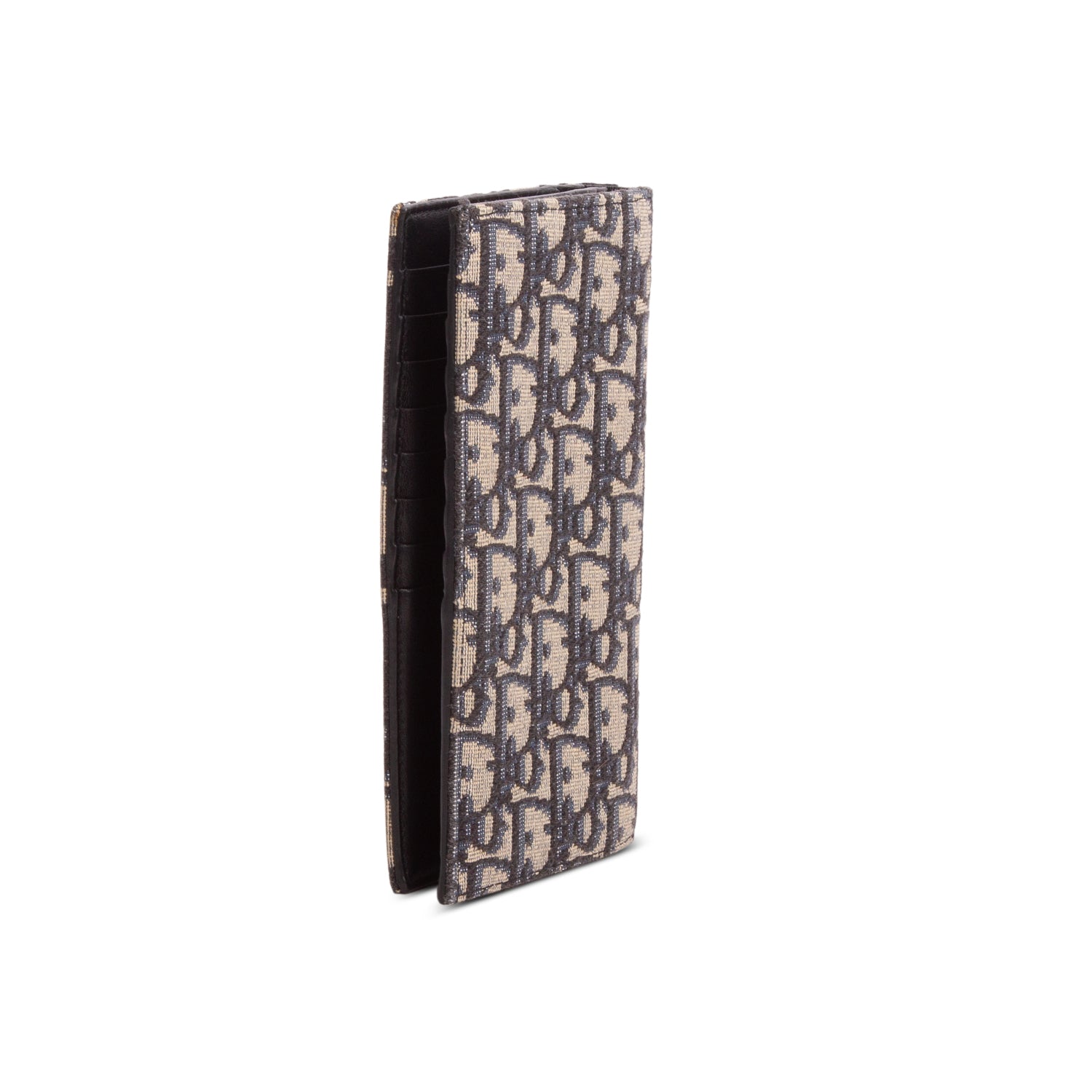 Christian Dior 2022 Blue Oblique Jacquard Long Bifold Wallet w/ Box
