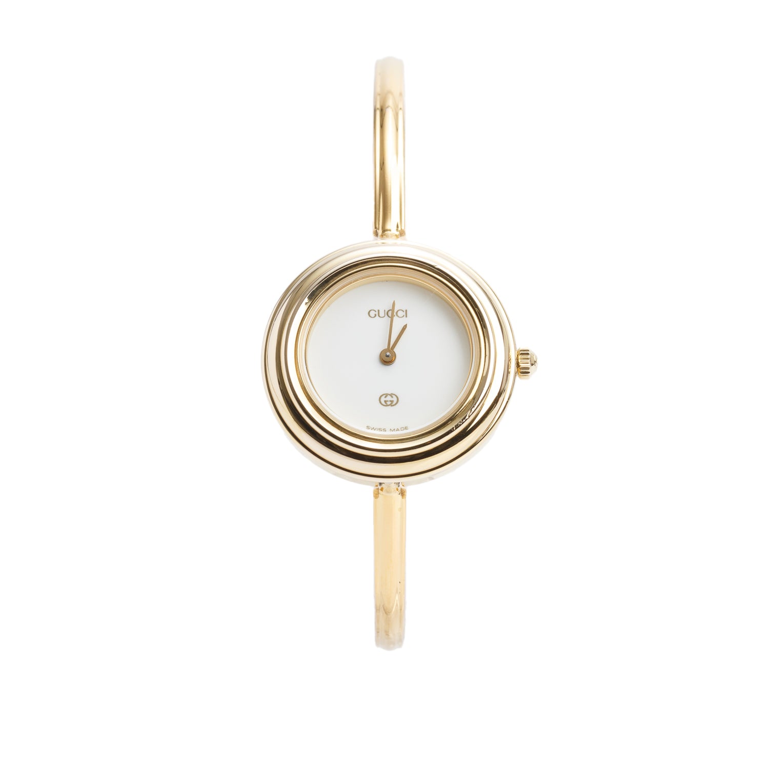 Gucci Gold Plated Stainless Steel 1100 Series 26 MM Watch White Dial