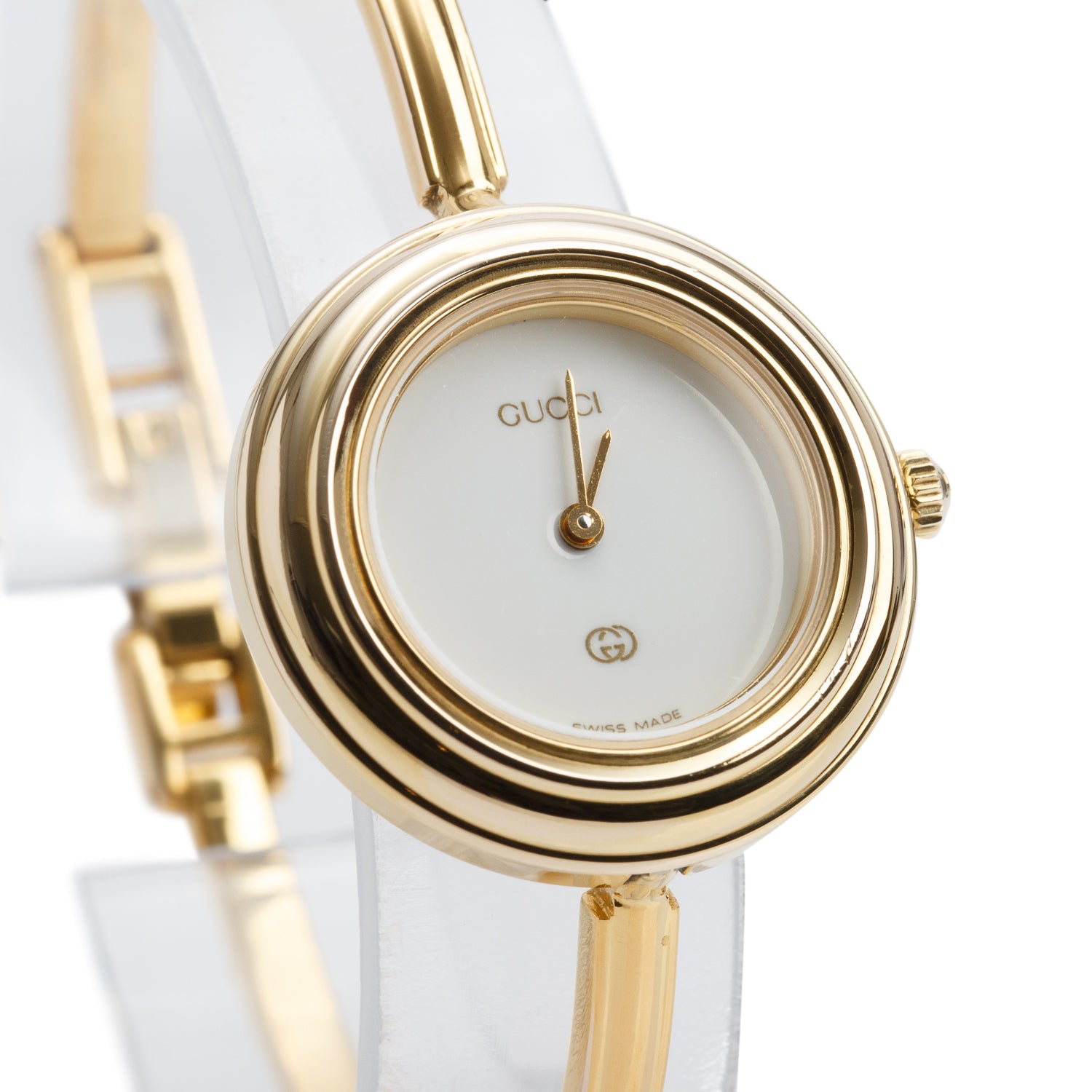 Gucci Gold Plated Stainless Steel 1100 Series 26 MM Watch White Dial