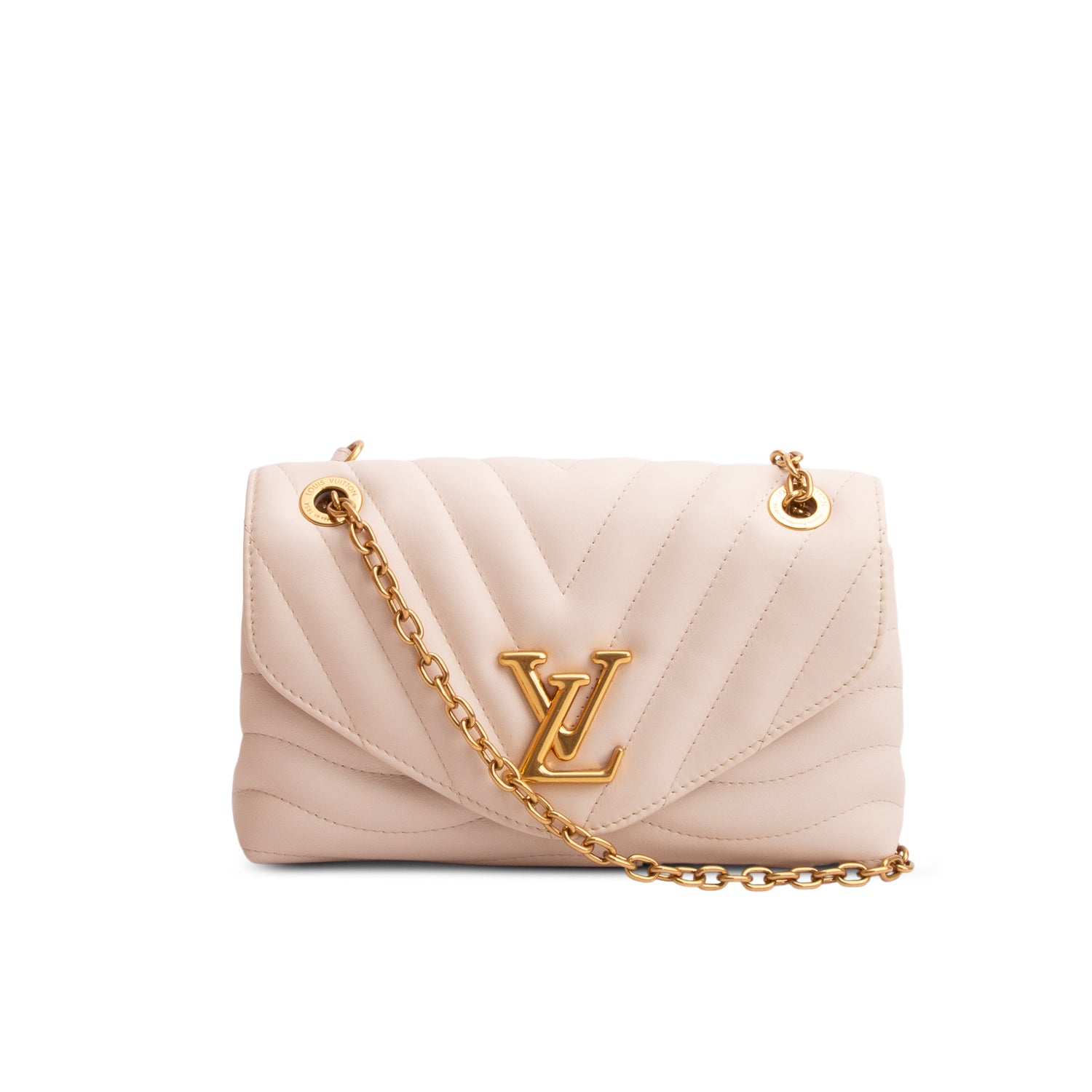 Louis Vuitton Cream Leather New Wave Chain Bag MM NM w/ Box