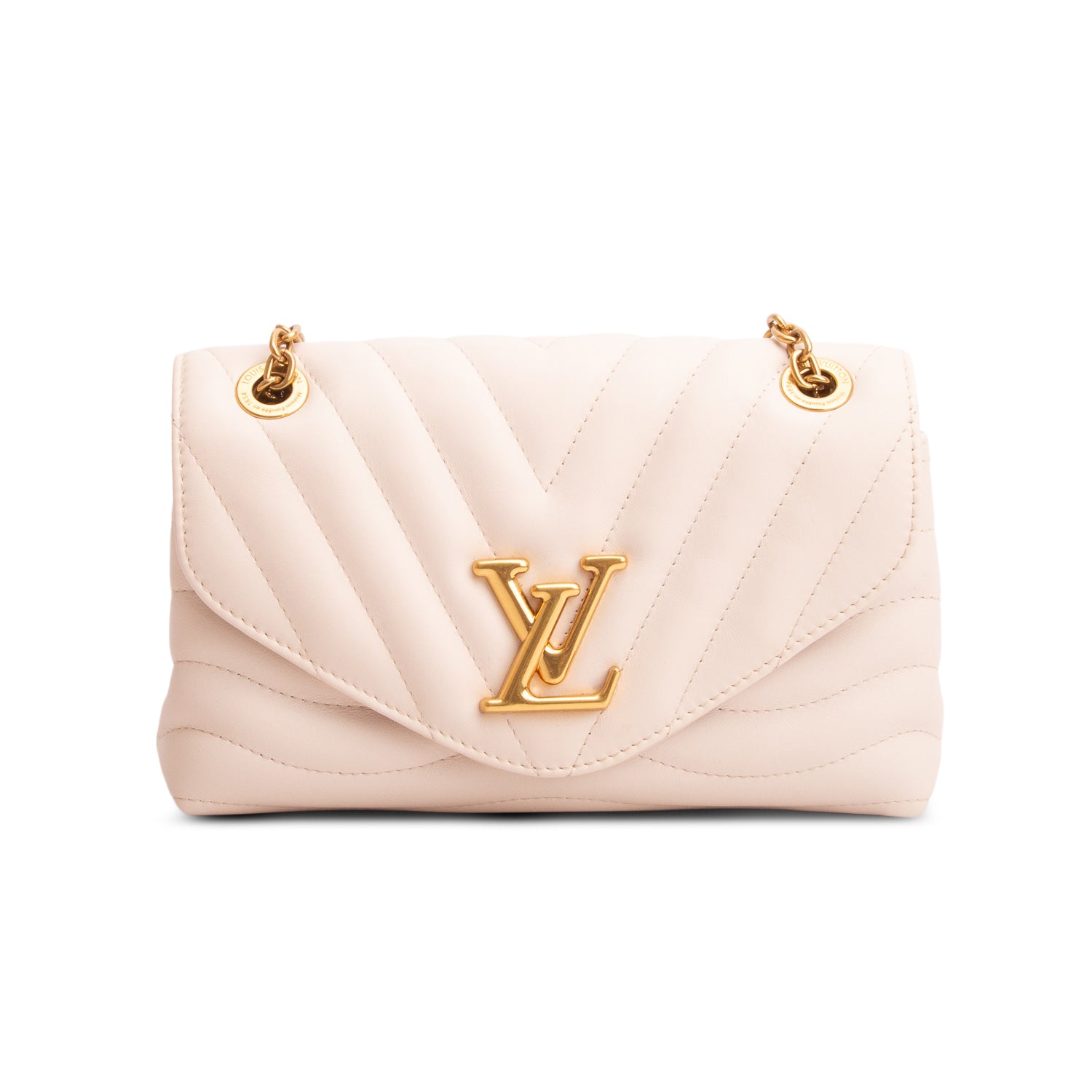 Louis Vuitton Cream Leather New Wave Chain Bag MM NM w/ Box