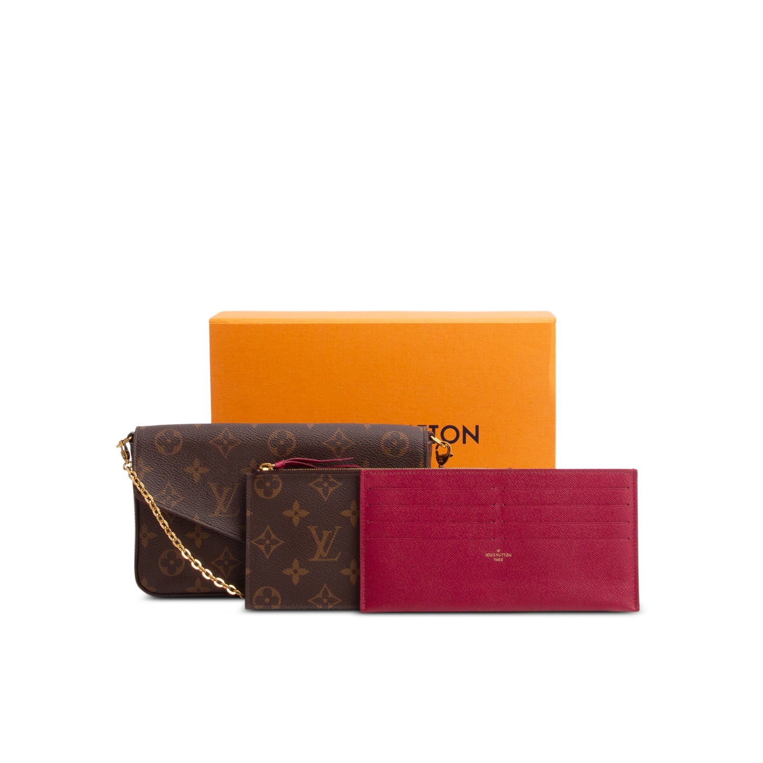 Louis Vuitton Fuschia Monogram Pochette Felicie Wallet on Chain w/ Box & Inserts