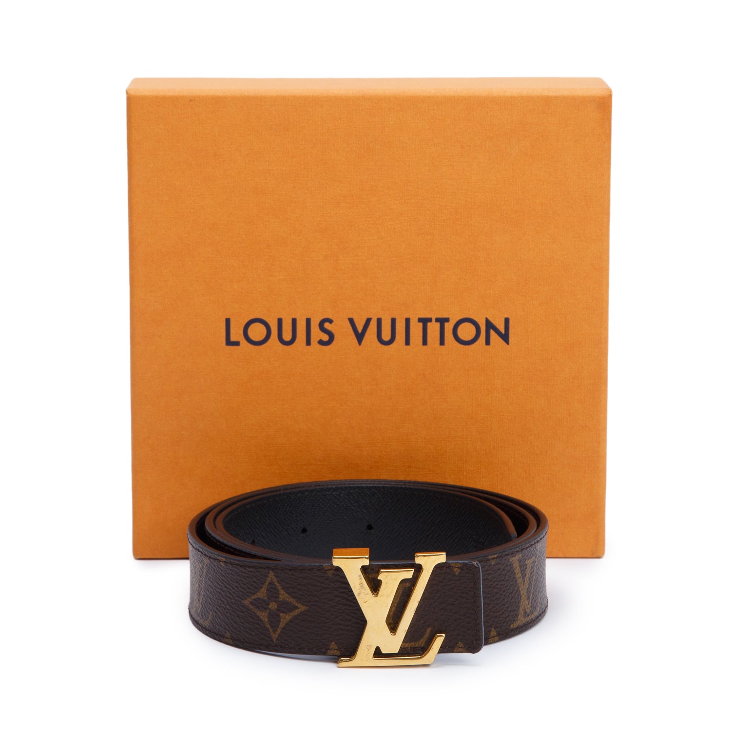 Louis Vuitton 2022 Monogram Canvas Black Leather Reversible LV Initials 30 MM Belt 85 34 w/ Box