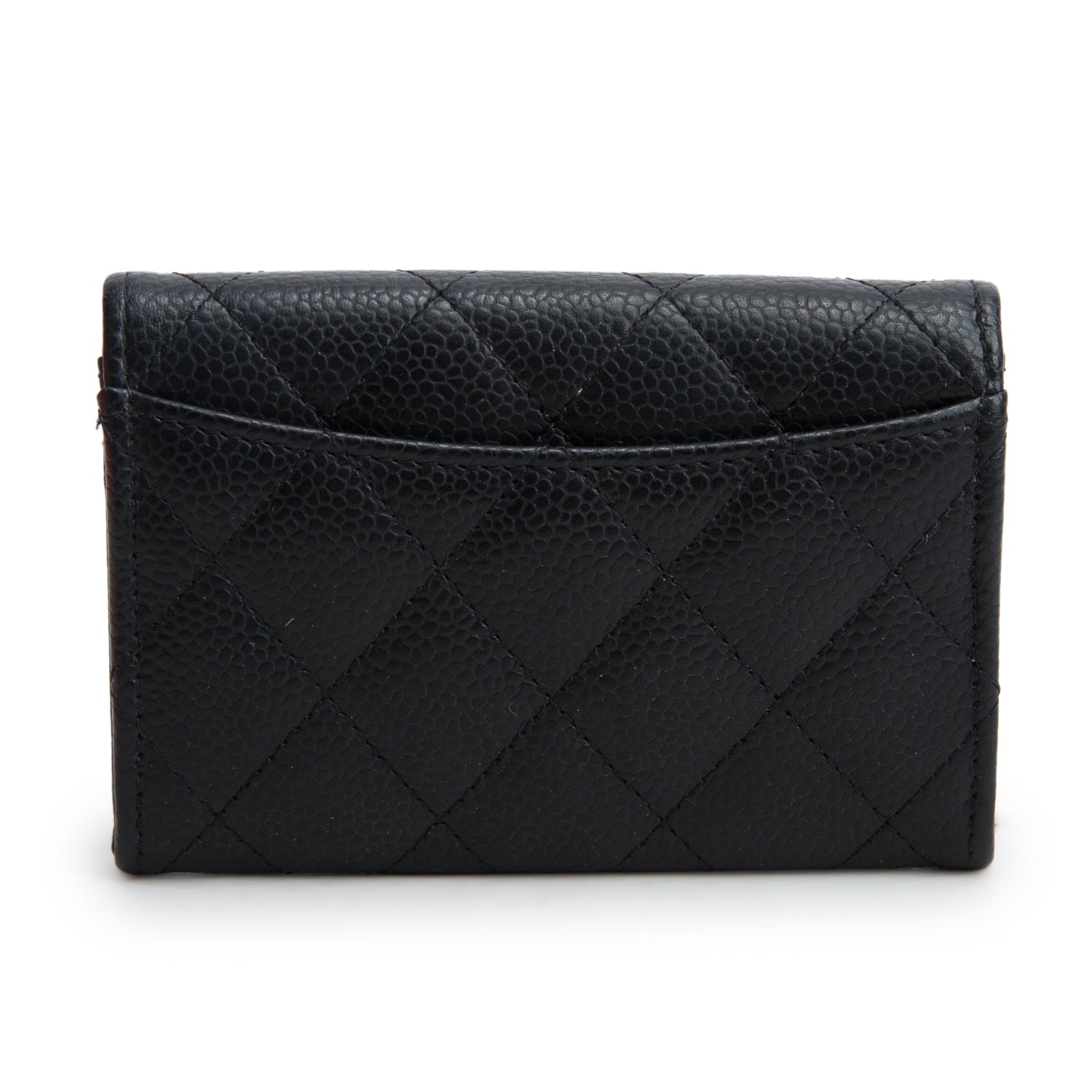 Chanel Black  Caviar Leather Classic Flap Card Holder w/ Box