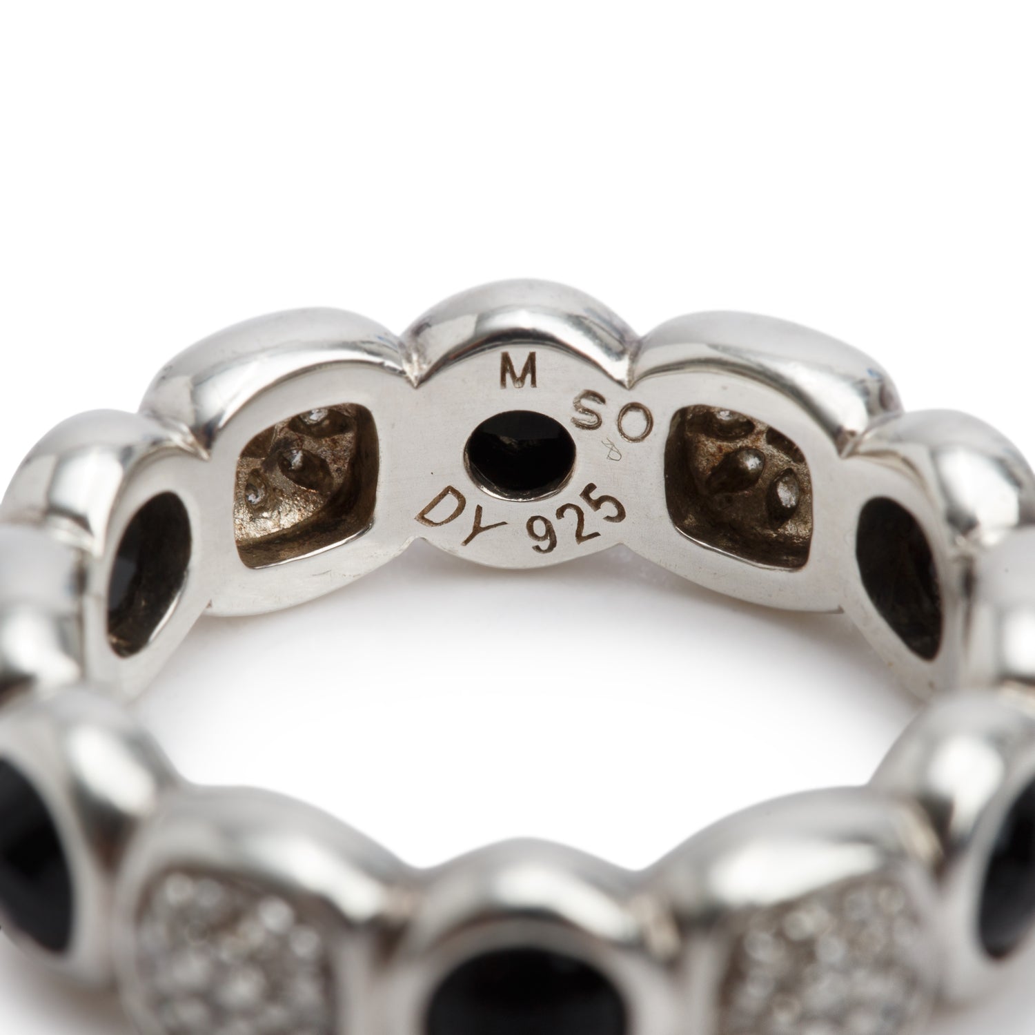 David Yurman Sterling Silver Onyx & Diamond Chiclet Band Ring, Size 6