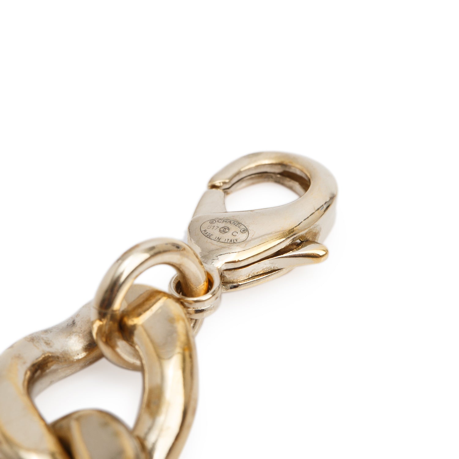 Chanel Gold Plated Strass CC Curb Chain Choker Necklace w/ Box
