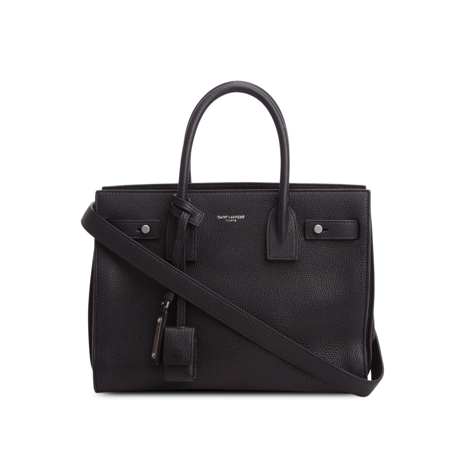 Saint Laurent Black Grained Leather Baby Sac De Jour w/ Strap