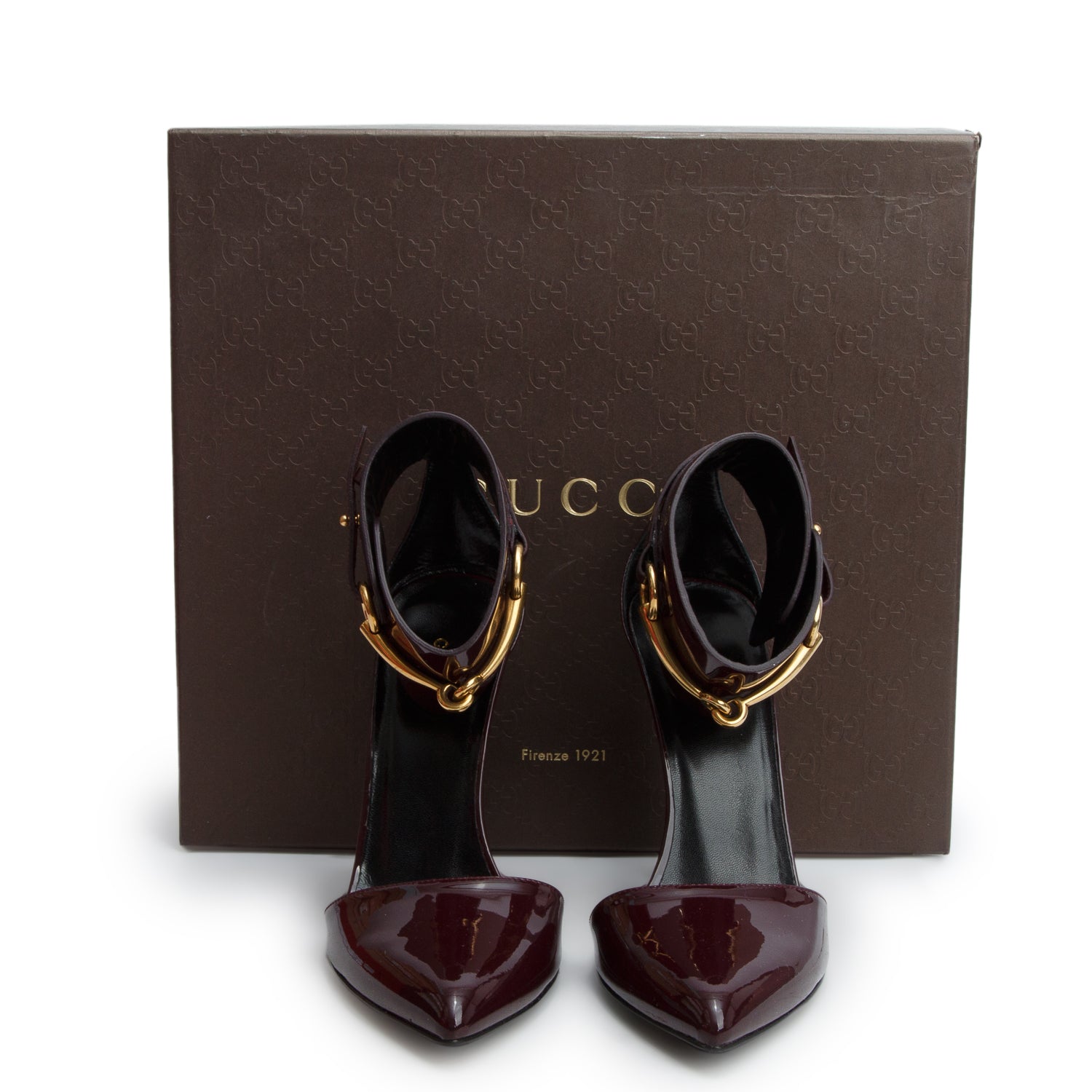 Gucci Burgundy Patent Leather Horsebit Ursula Pumps, Women's Size 36 w/ Box