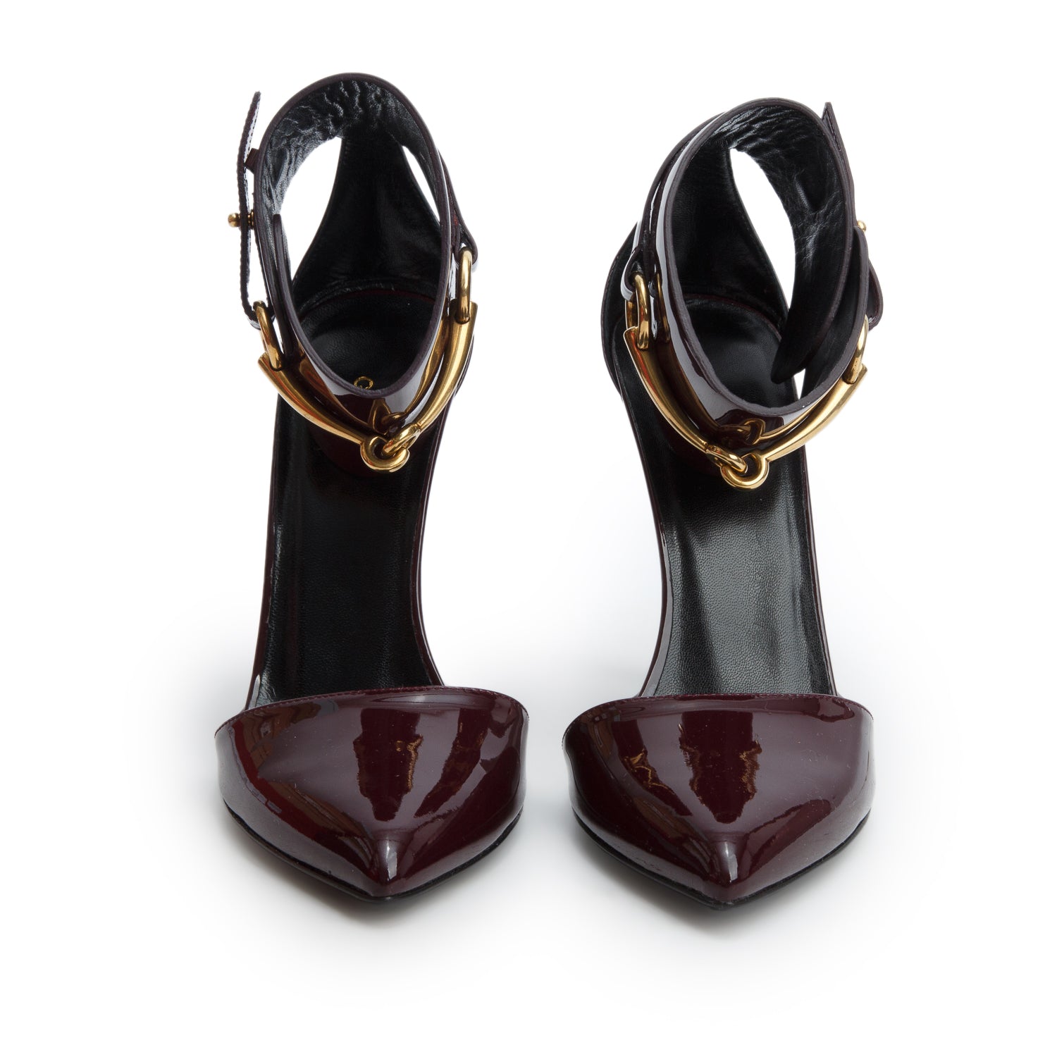 Gucci Burgundy Patent Leather Horsebit Ursula Pumps, Women's Size 36 w/ Box