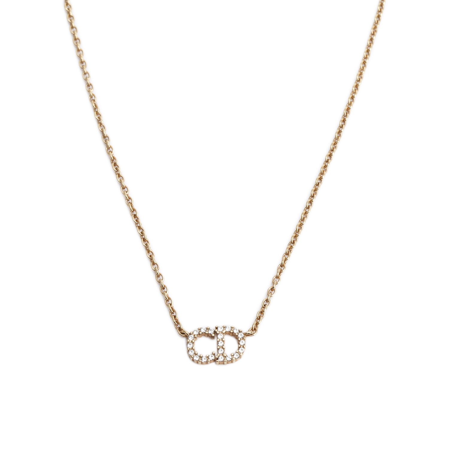 Christian Dior Gold-Tone Crystal Petite CD Necklace