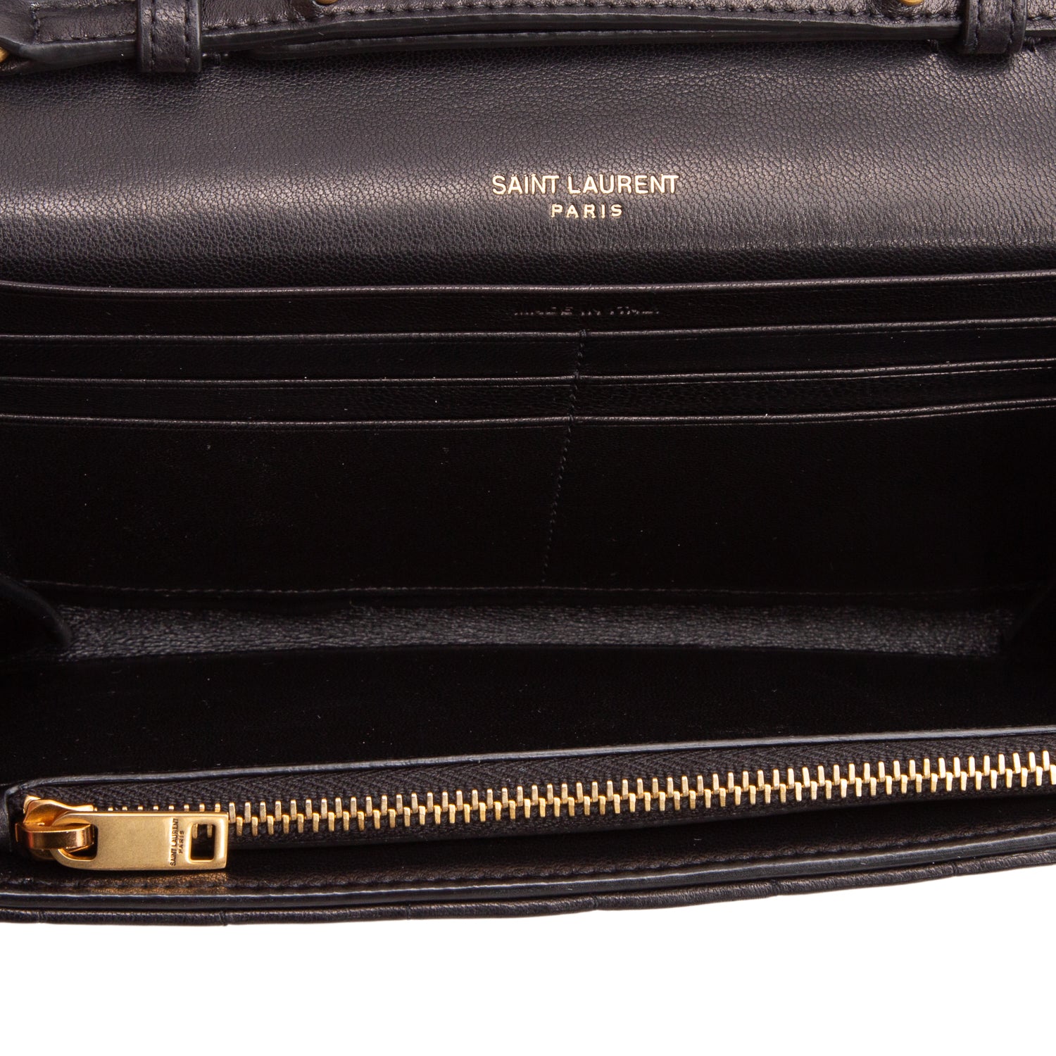 Saint Laurent Black 2022 Lambskin Carre Quilted Le Maillon Wallet on Chain w/ Box