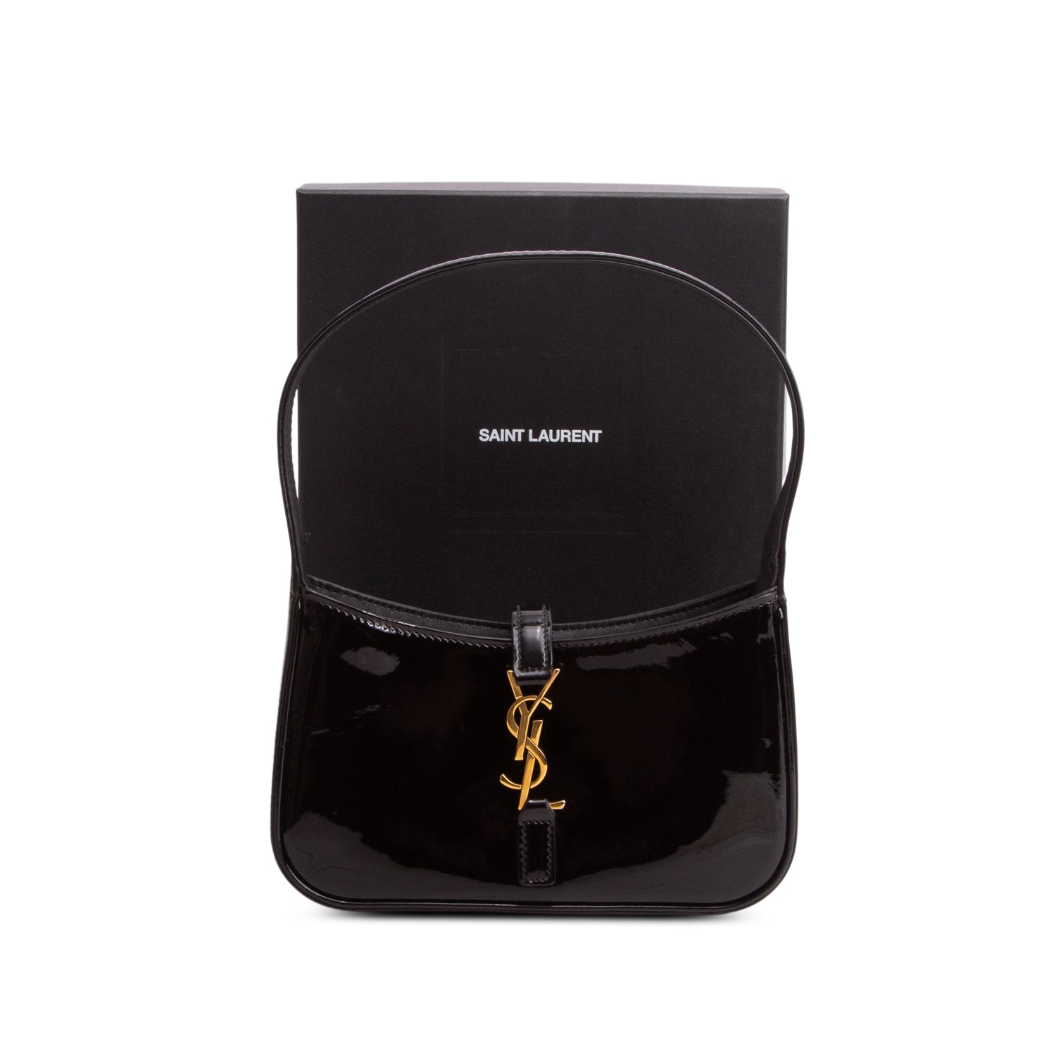 Saint Laurent 2022 Black Patent Leather Calfskin Le 5 a 7 Mini Hobo w/ Box