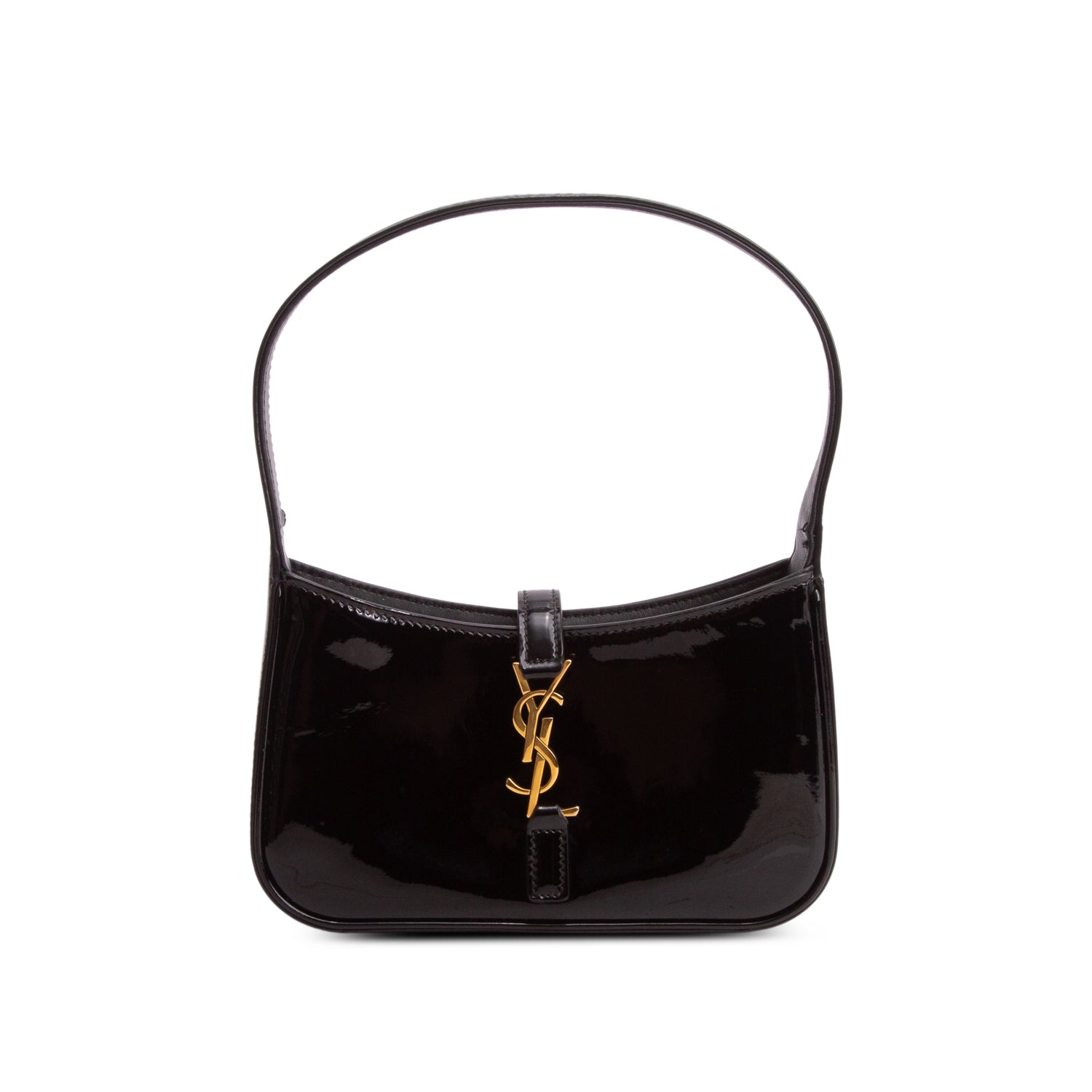 Saint Laurent 2022 Black Patent Leather Calfskin Le 5 a 7 Mini Hobo w/ Box