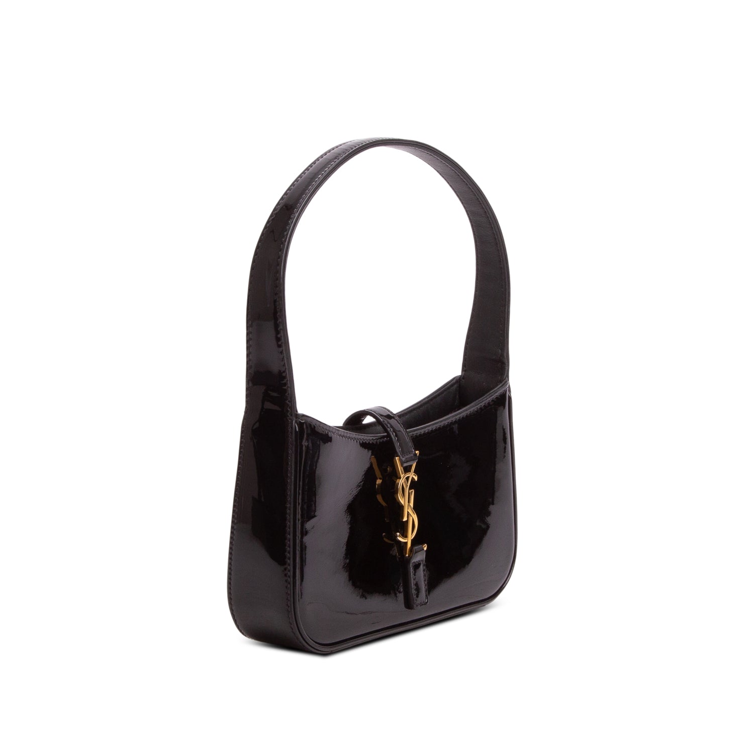 Saint Laurent 2022 Black Patent Leather Calfskin Le 5 a 7 Mini Hobo w/ Box