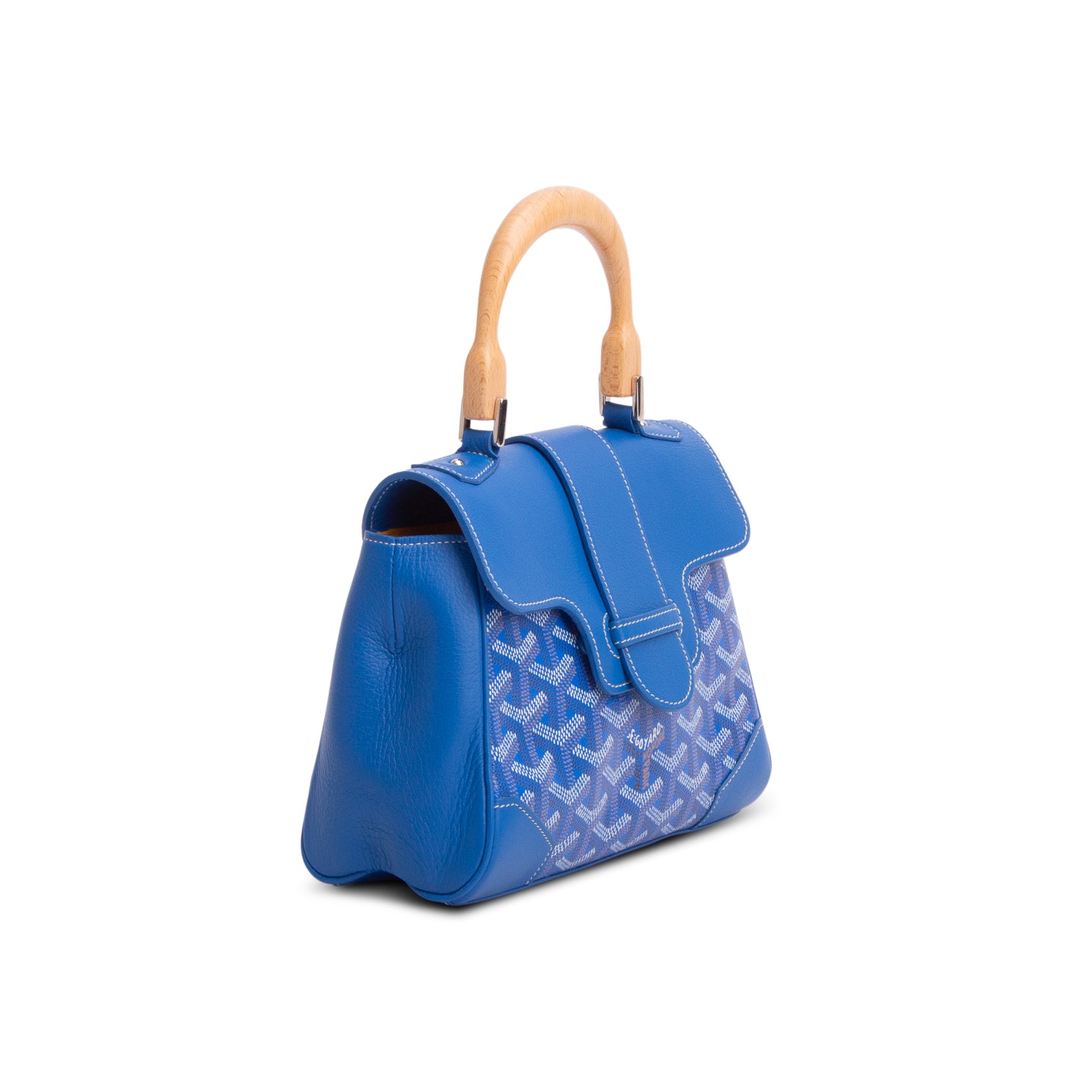 Goyard Blue Leather & Goyardine Canvas Saigon Souple Mini Bag w/ Strap