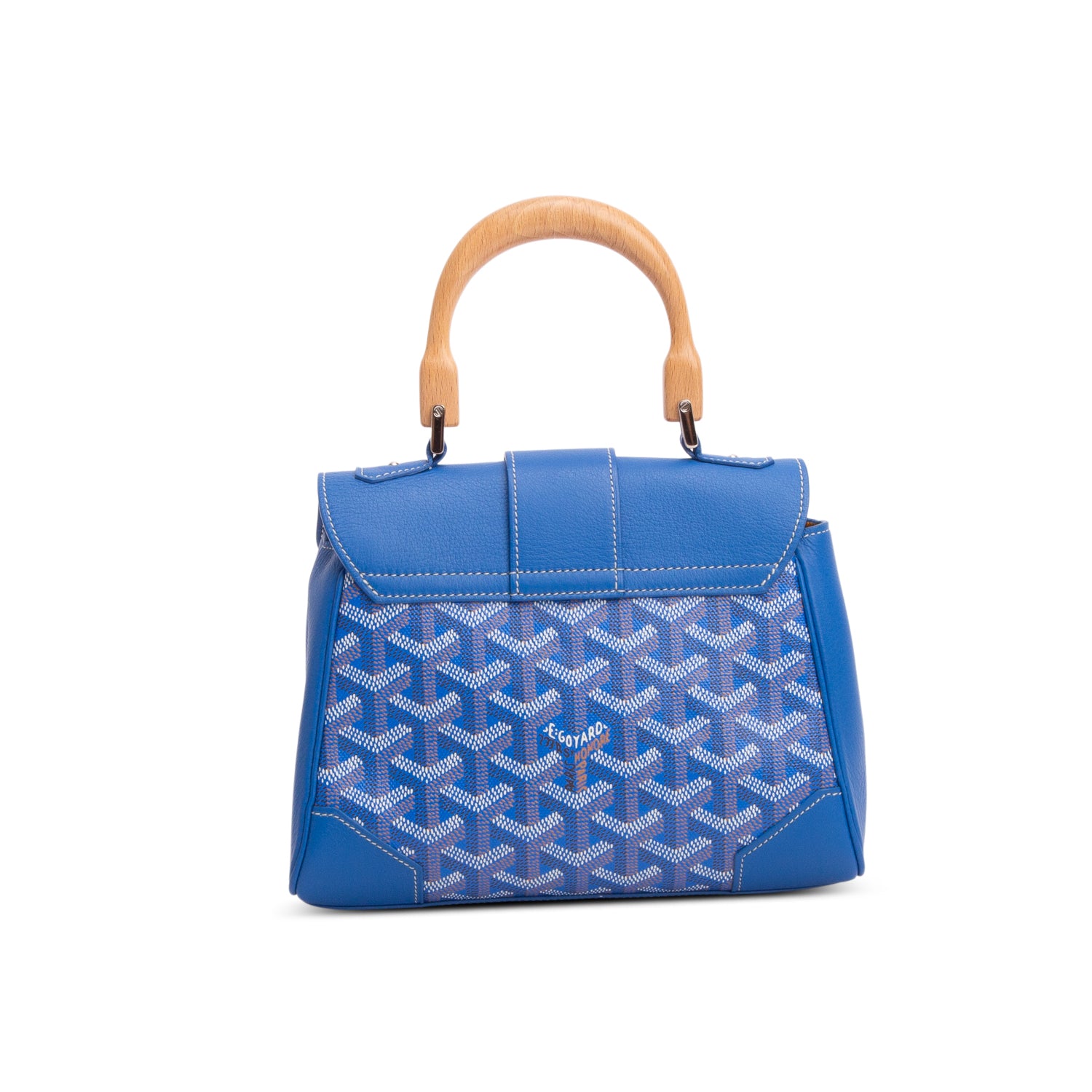 Goyard Blue Leather & Goyardine Canvas Saigon Souple Mini Bag w/ Strap