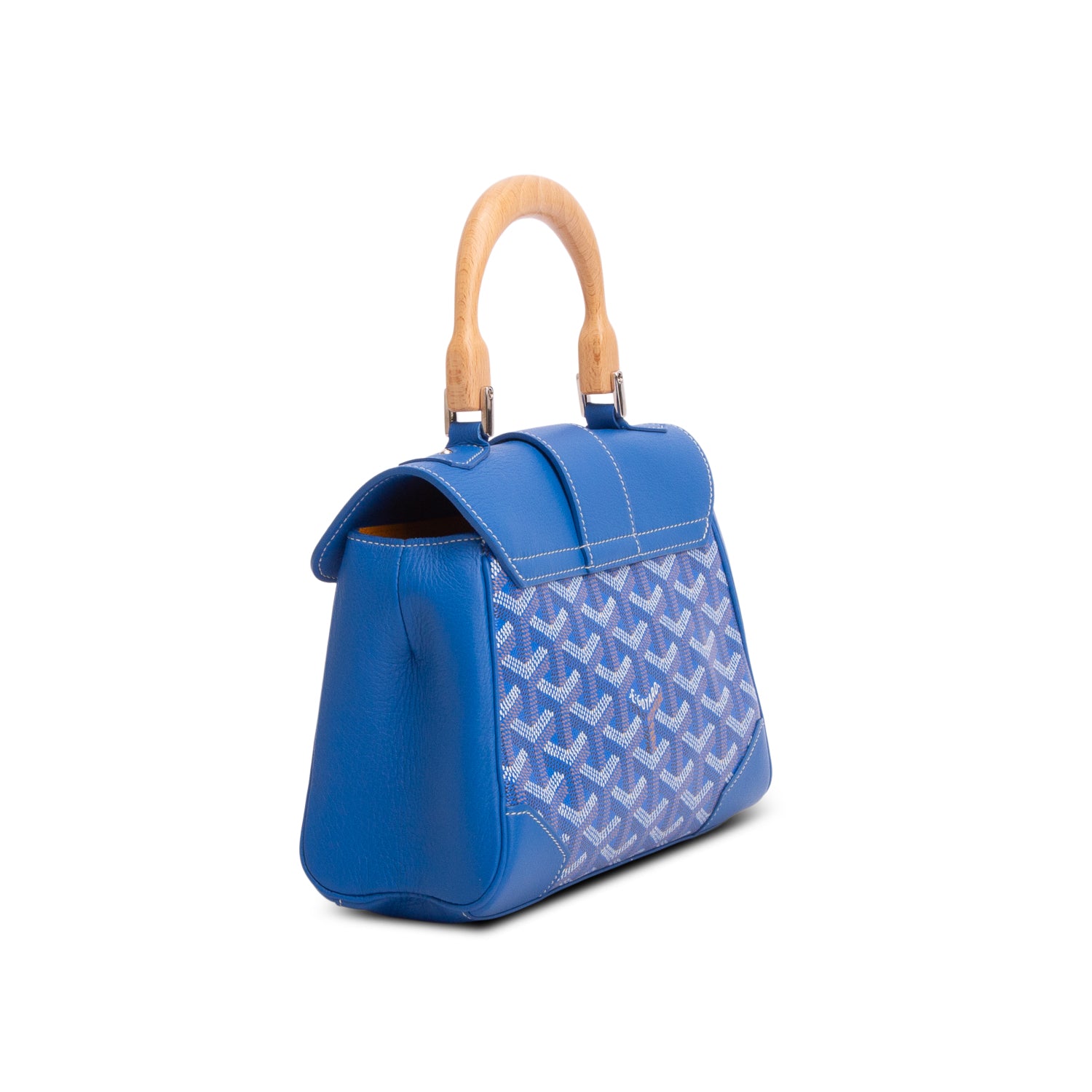Goyard Blue Leather & Goyardine Canvas Saigon Souple Mini Bag w/ Strap