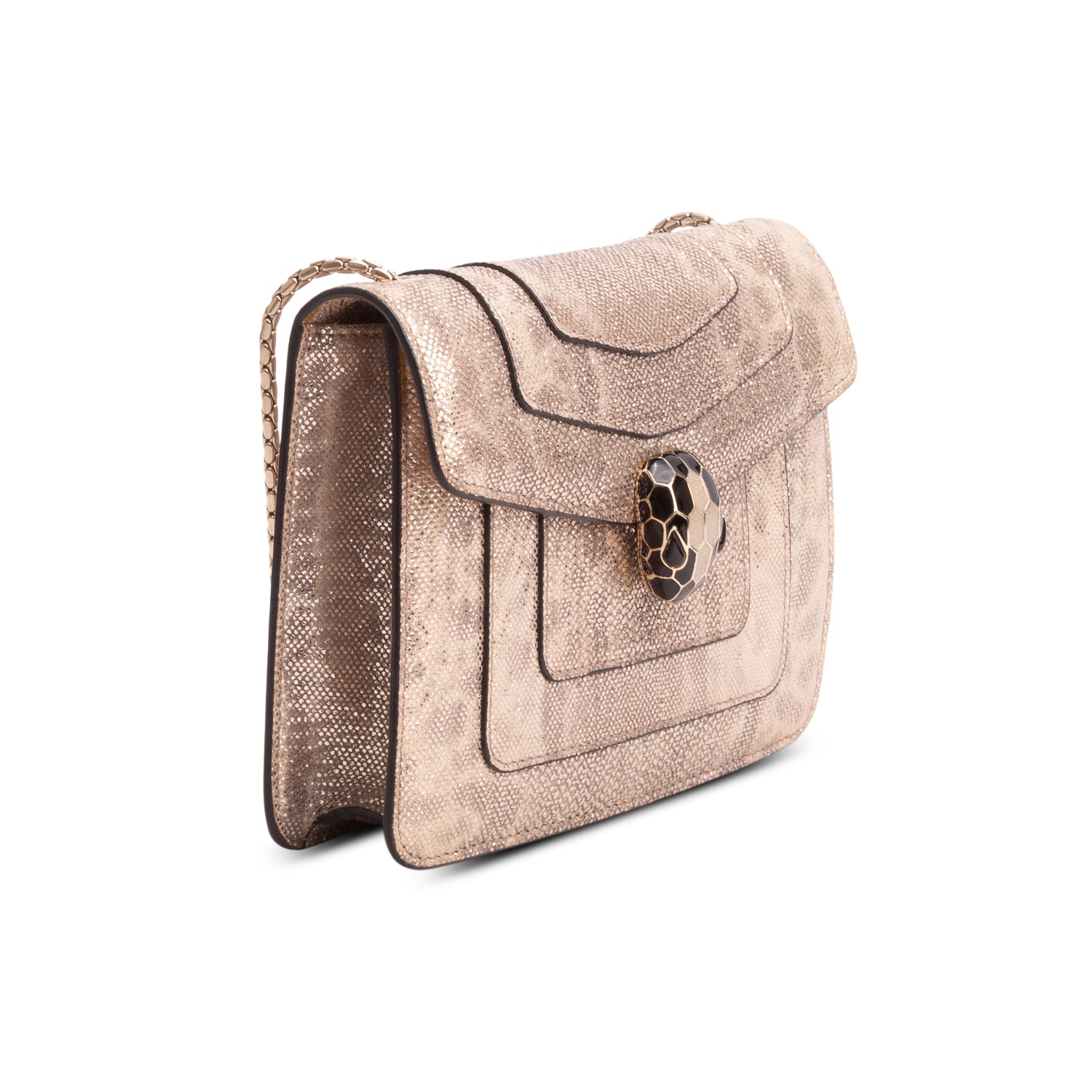 Bulgari Metallic Gold Karung Serpenti Forever Shoulder Bag
