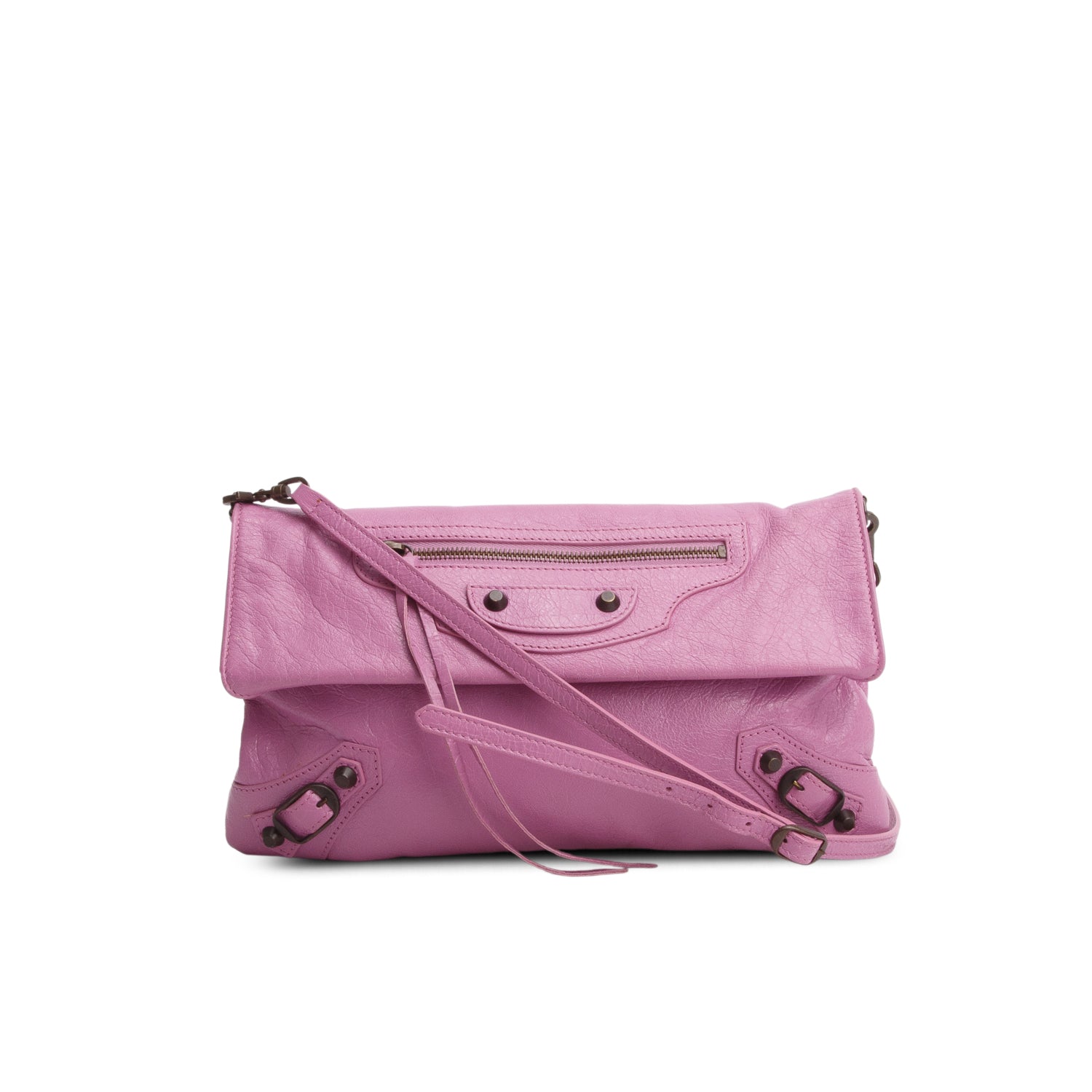 Balenciaga Purple Agneau Classic Hardware Envelope Clutch w/ Strap