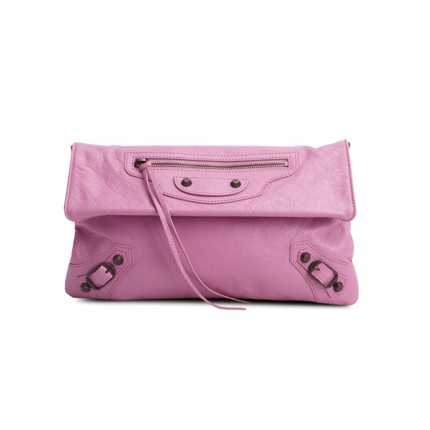 Balenciaga Purple Agneau Classic Hardware Envelope Clutch w/ Strap