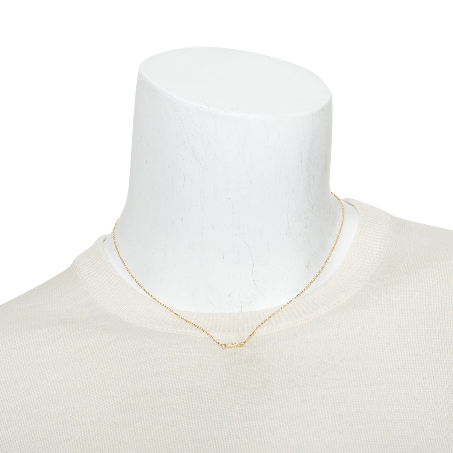 Tiffany & Co. 18k Yellow Gold Diamond Fleur de Lis Key Bar Pendant Necklace w/ Box