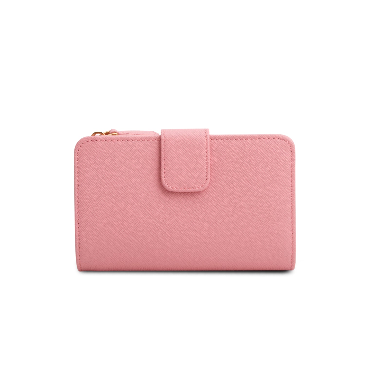 Prada Pink Saffiano Shine Monochrome Bi-Fold Wallet w/ Box & Authenticity Card