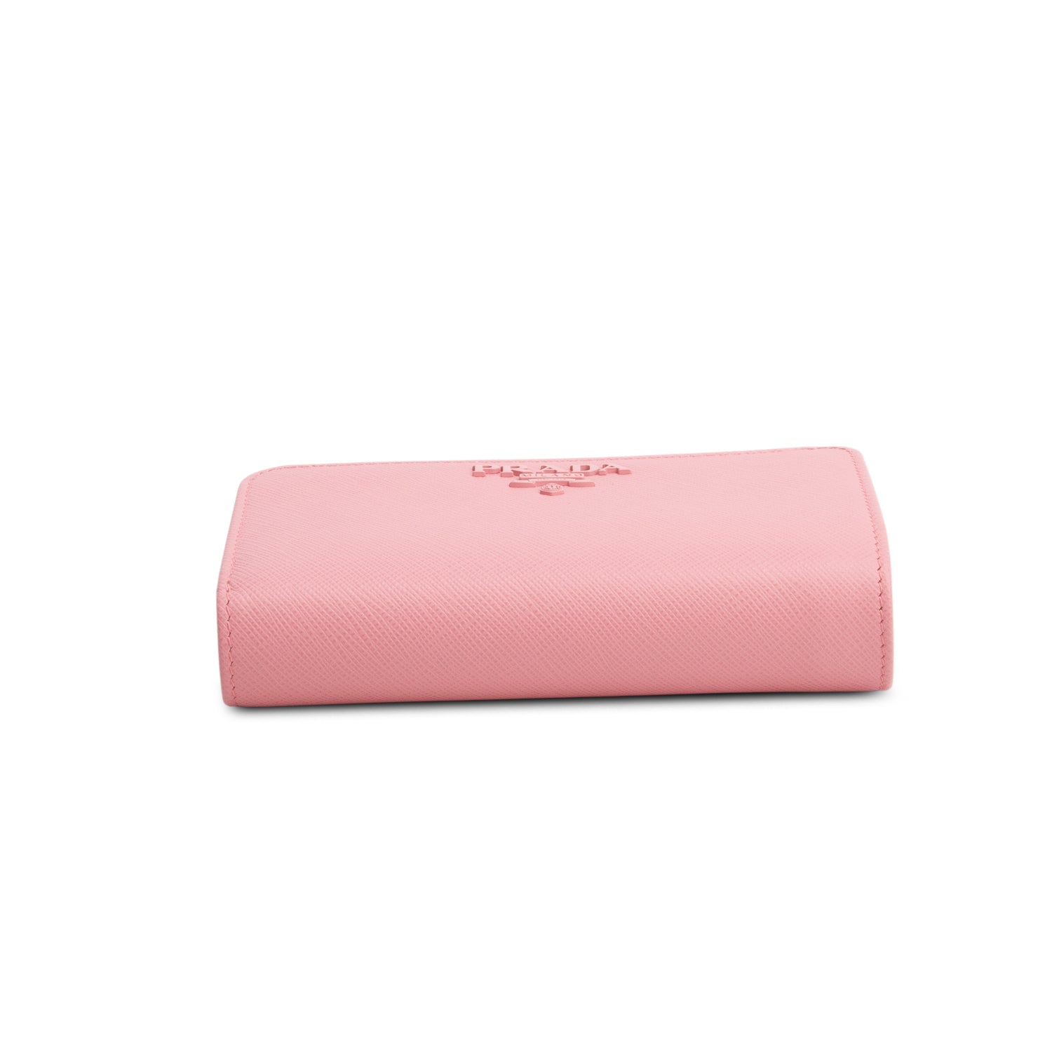 Prada Pink Saffiano Shine Monochrome Bi-Fold Wallet w/ Box & Authenticity Card