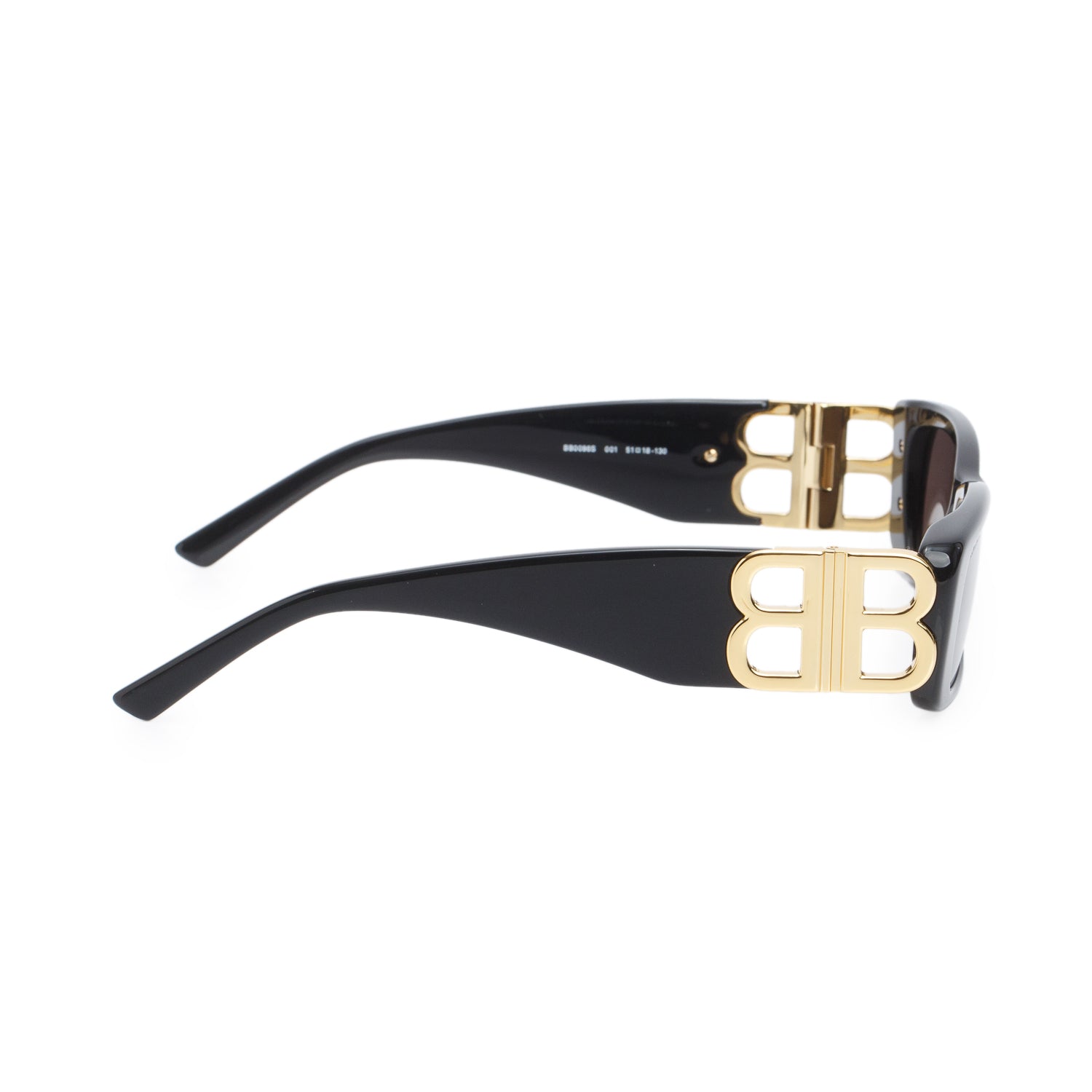Balenciaga BB0096S Black Dynasty Acetate Rectangle Sunglasses w/ Case